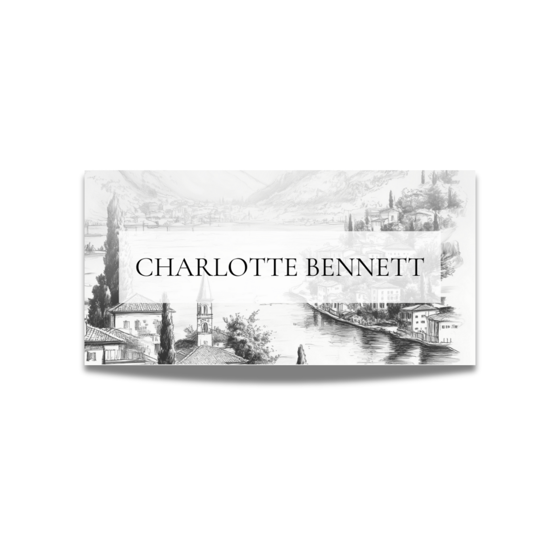 Monochrome Lake Como Name Place Cards