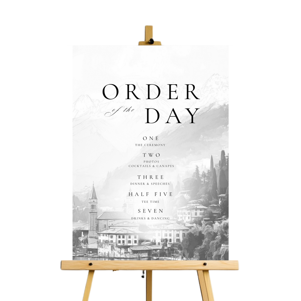 Monochrome Lake Como Order Of The Day Sign