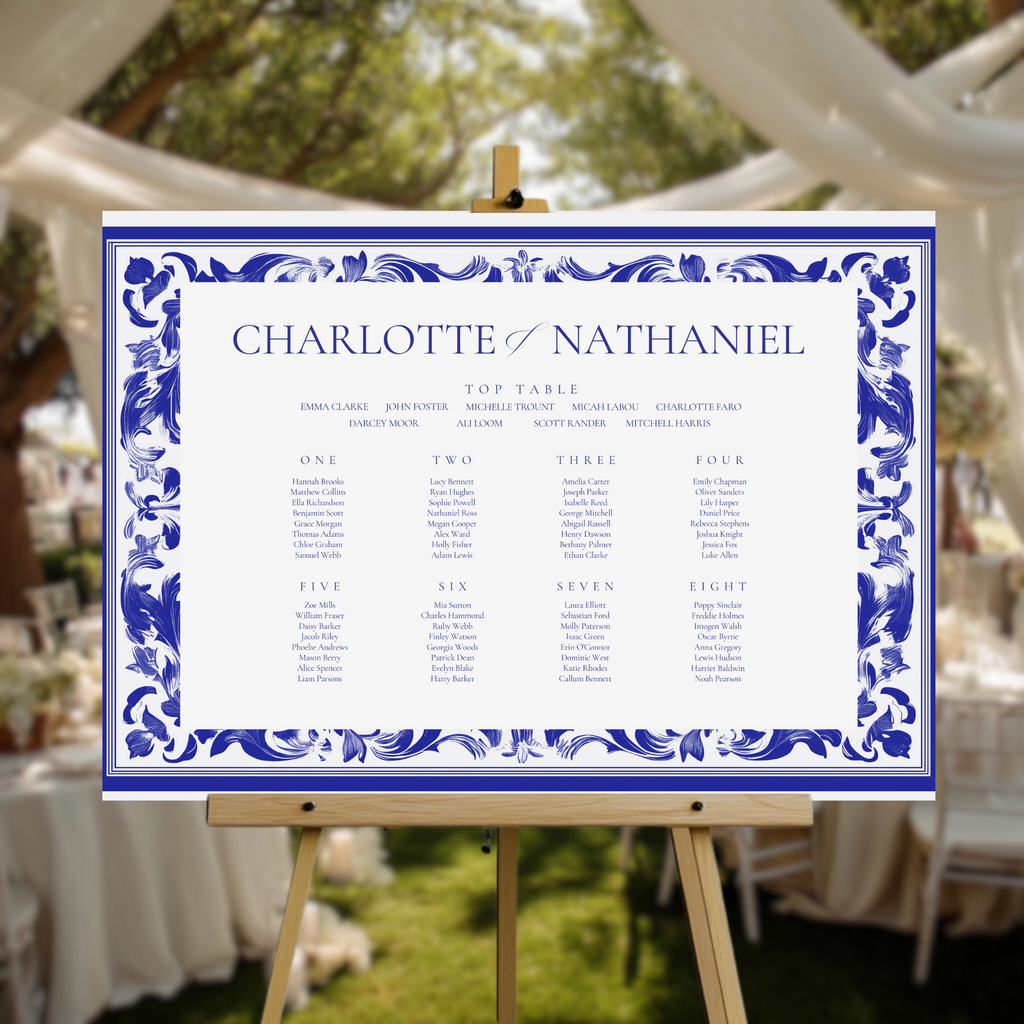 Blue Tiling Seating Plan Sign