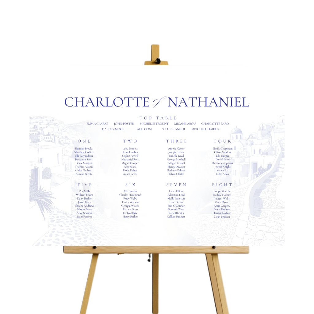 Santorini Sketch Seating Plan Sign