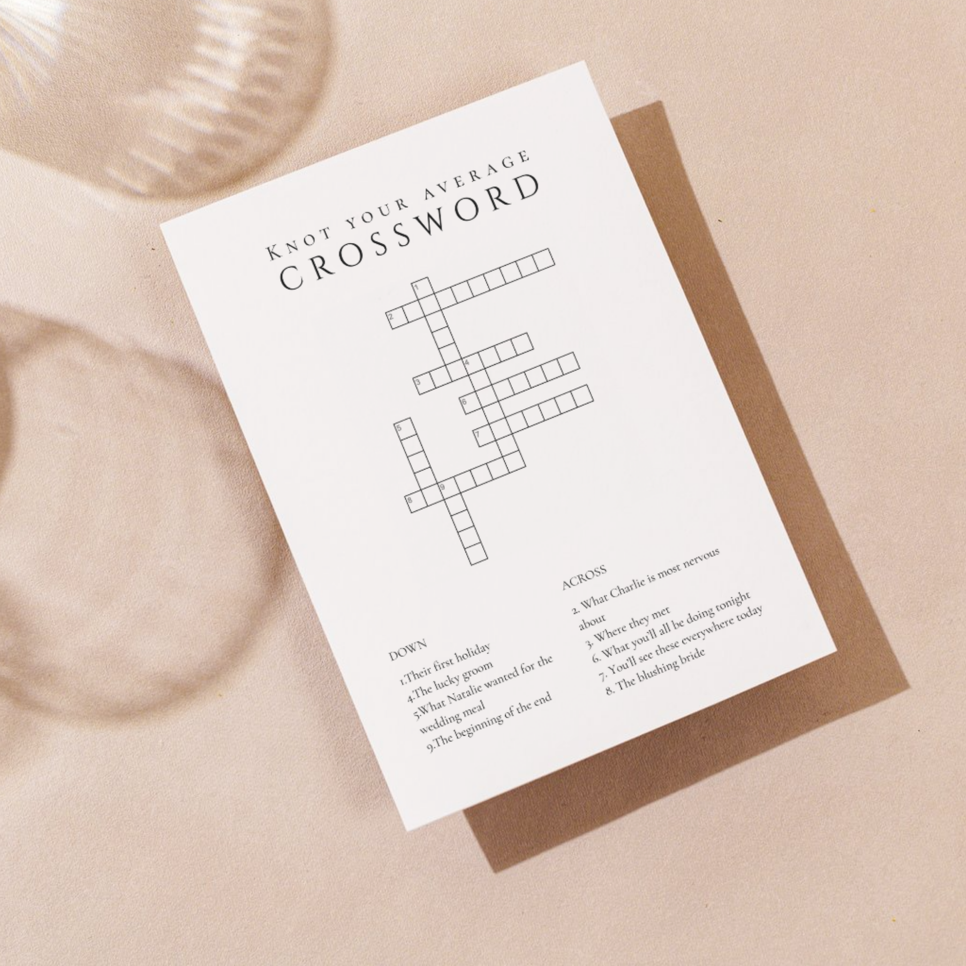 Personalised Wedding Crossword