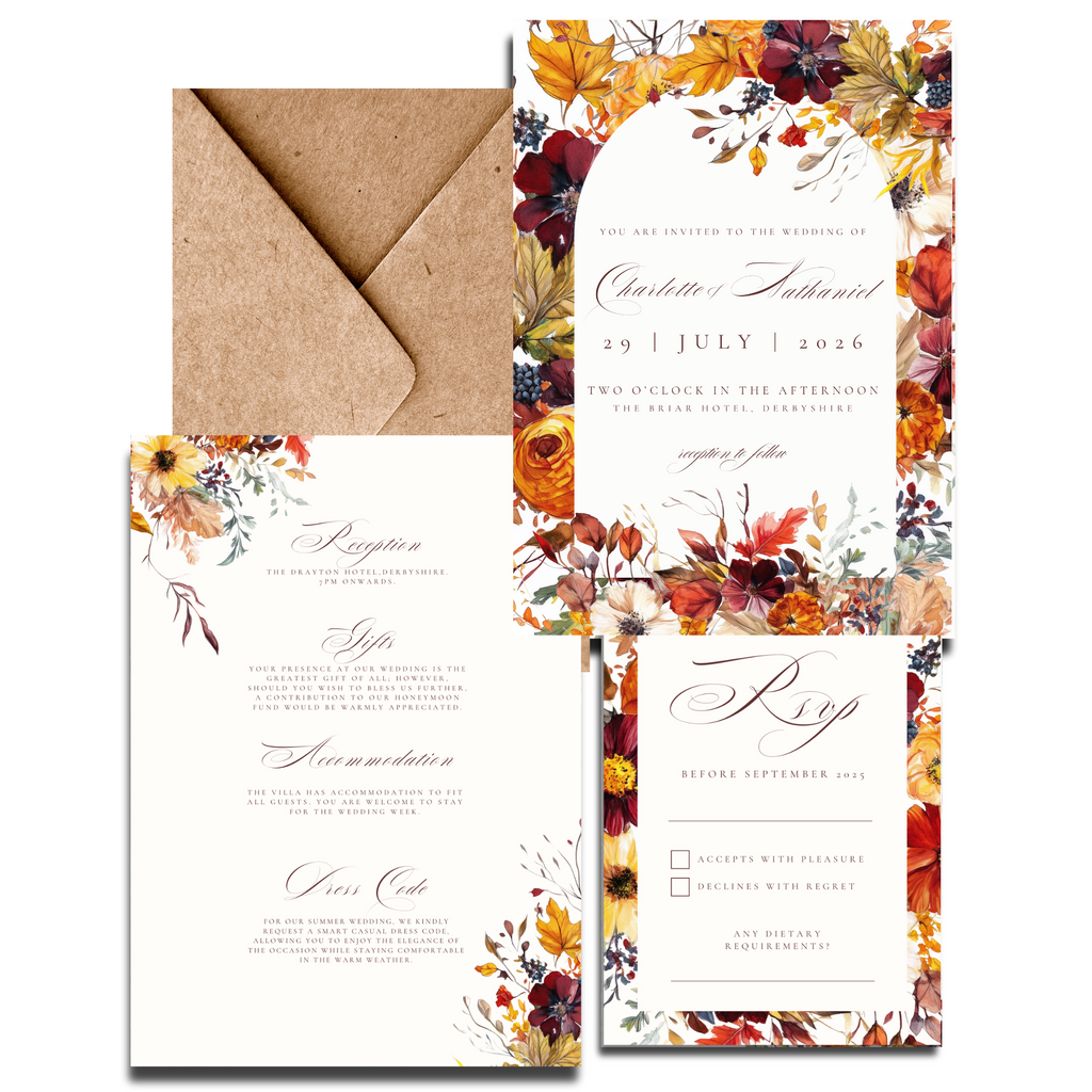 Busy Autumn Florals Invite & RSVP