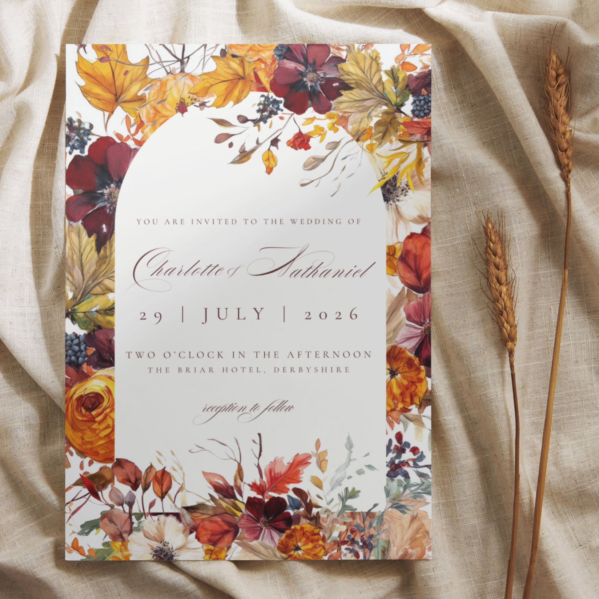 Busy Autumn Florals Invite & RSVP