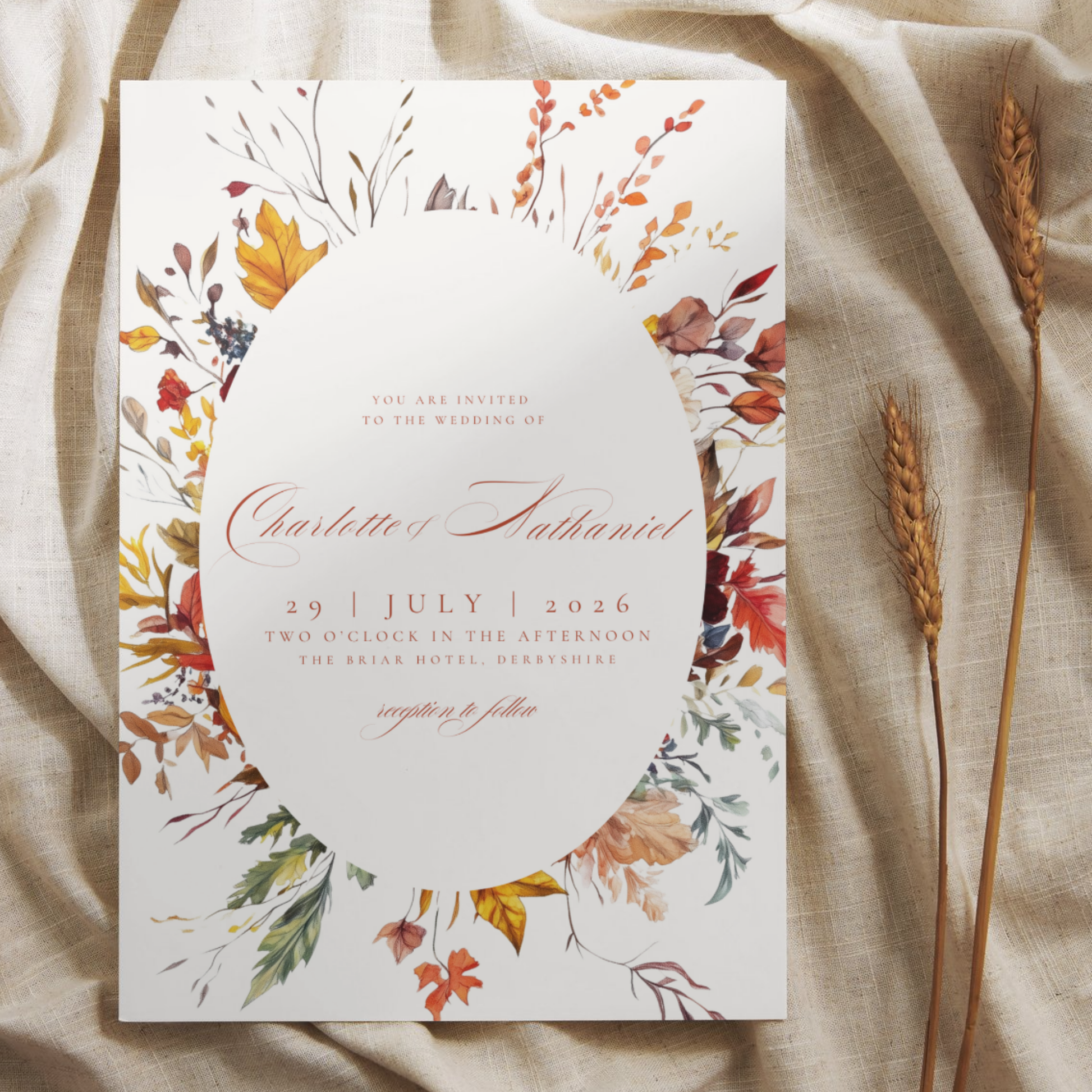 Simple Autumn Florals Invite & RSVP