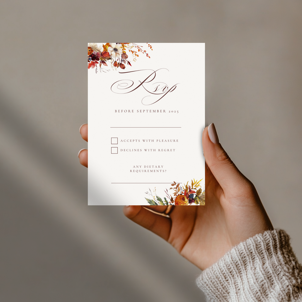 Simple Autumn Florals Invite & RSVP