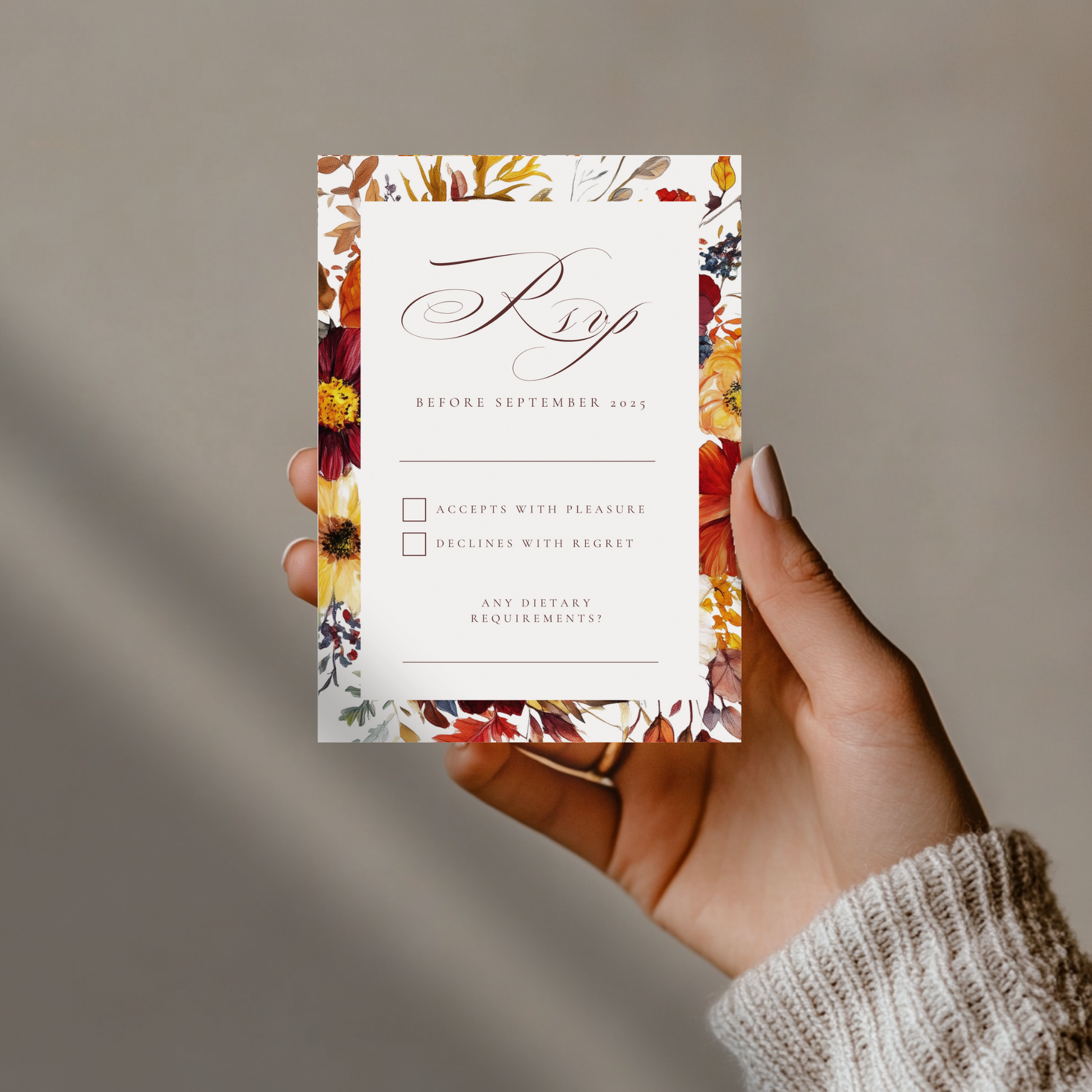 Busy Autumn Florals Invite & RSVP