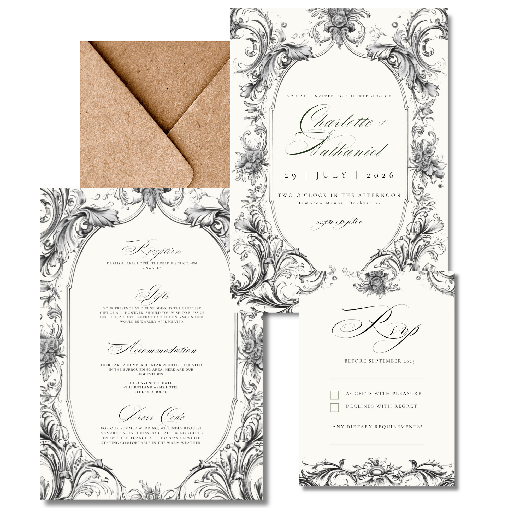 Vintage Monochrome Frame Invite & RSVP