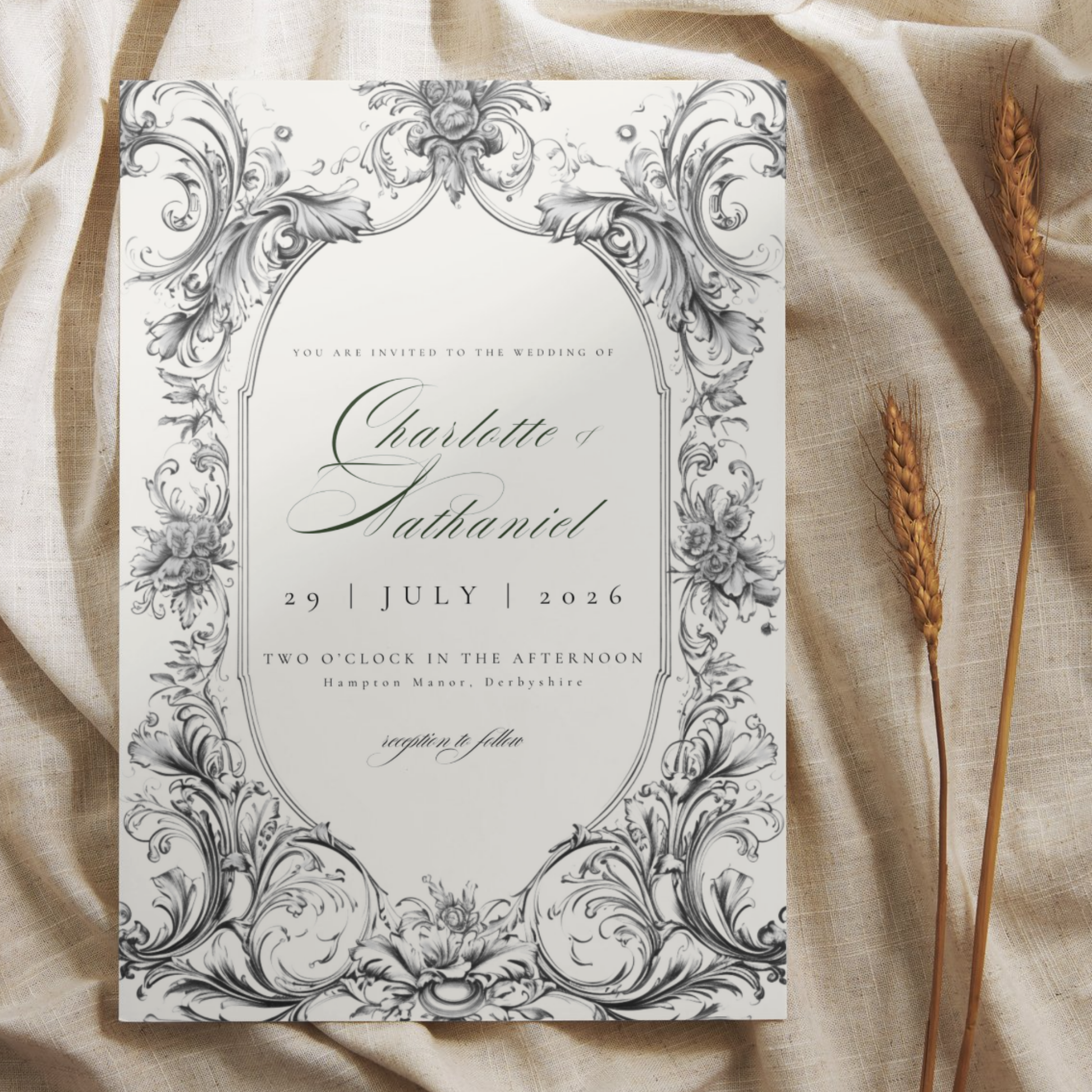 Vintage Monochrome Frame Invite & RSVP
