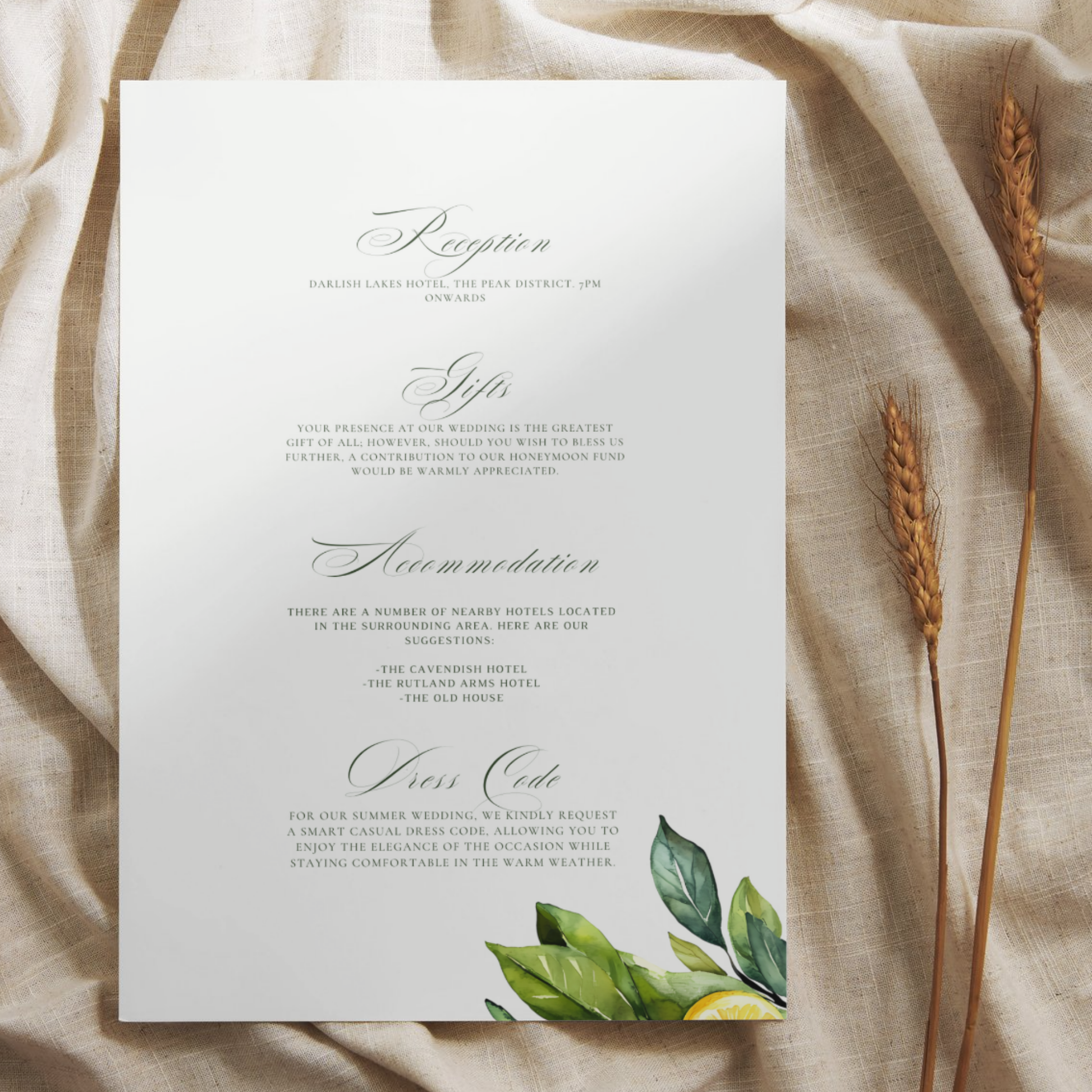 Lemons & Greenery Invite & RSVP