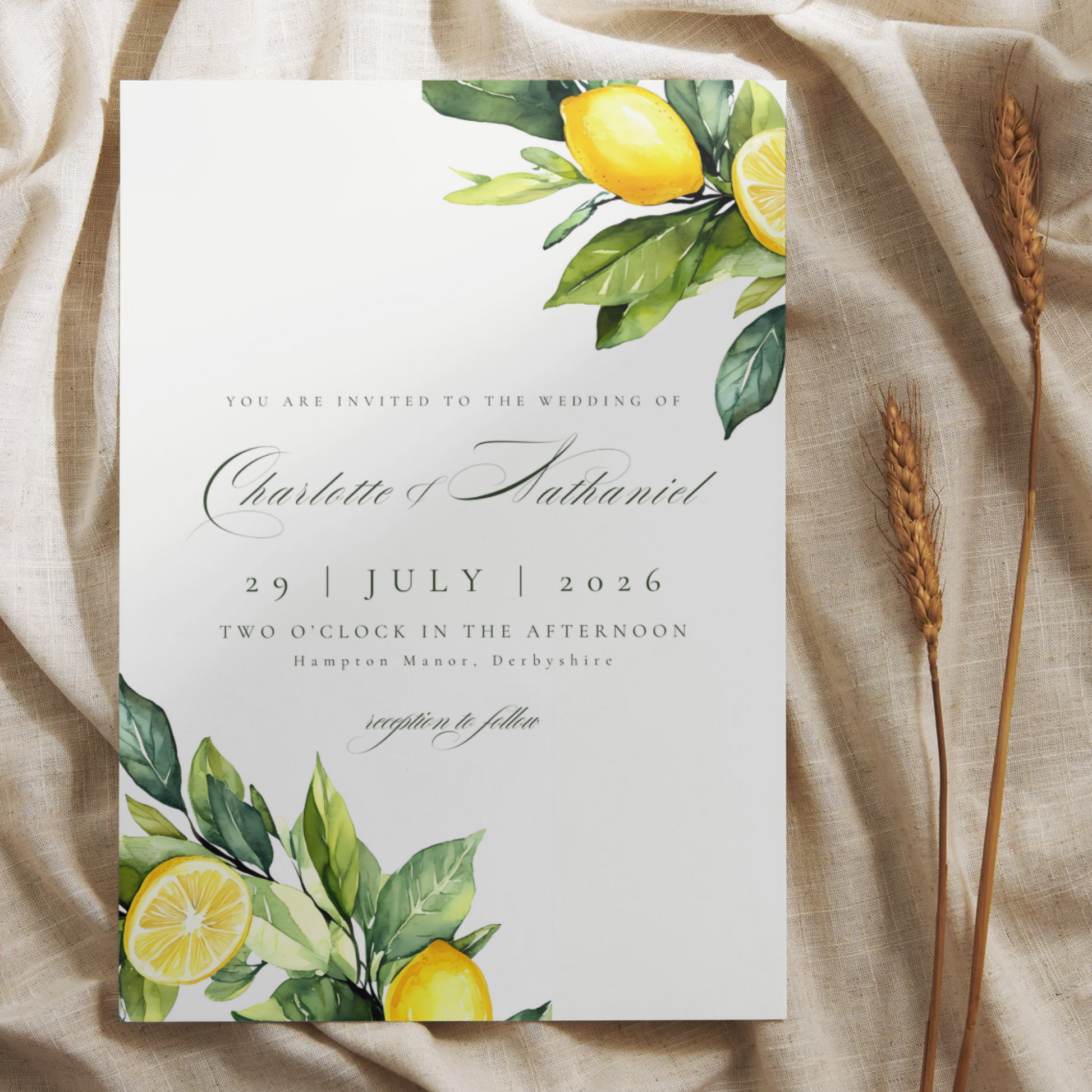 Lemons & Greenery Invite & RSVP