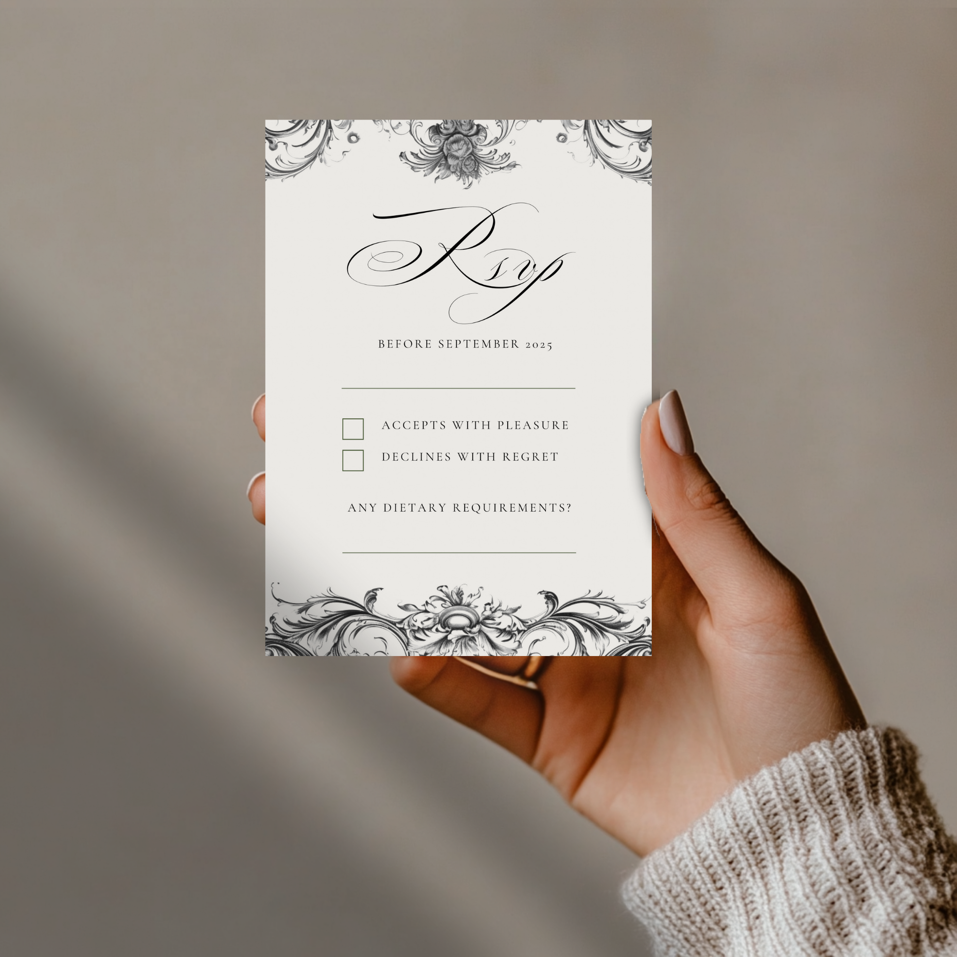 Vintage Monochrome Frame Invite & RSVP