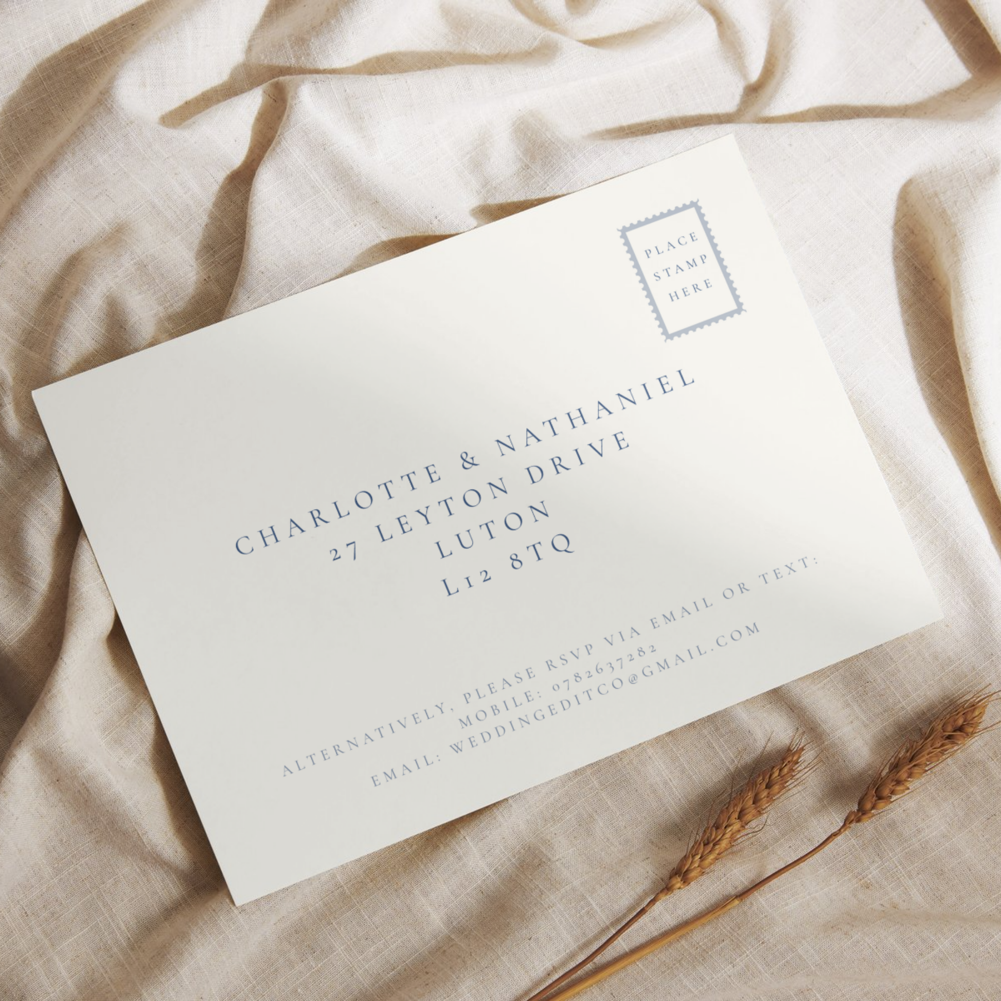 Blue Toile Pattern Invite & RSVP
