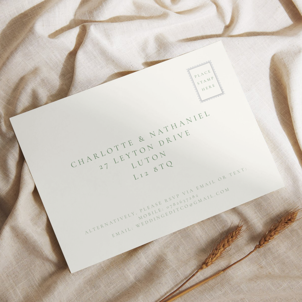 Green Toile Pattern Invite & RSVP