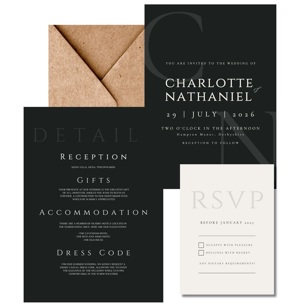 Minimalist Charcoal Invite & RSVP