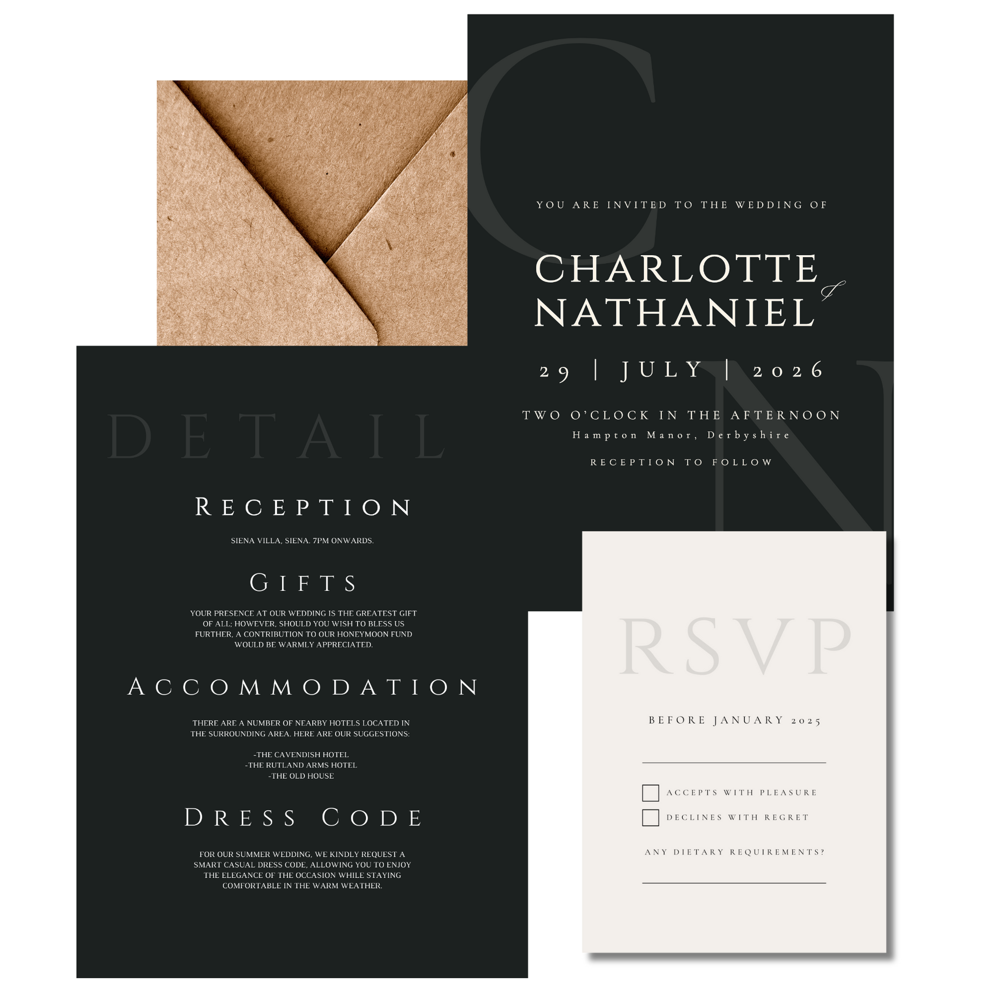 Minimalist Charcoal Invite & RSVP