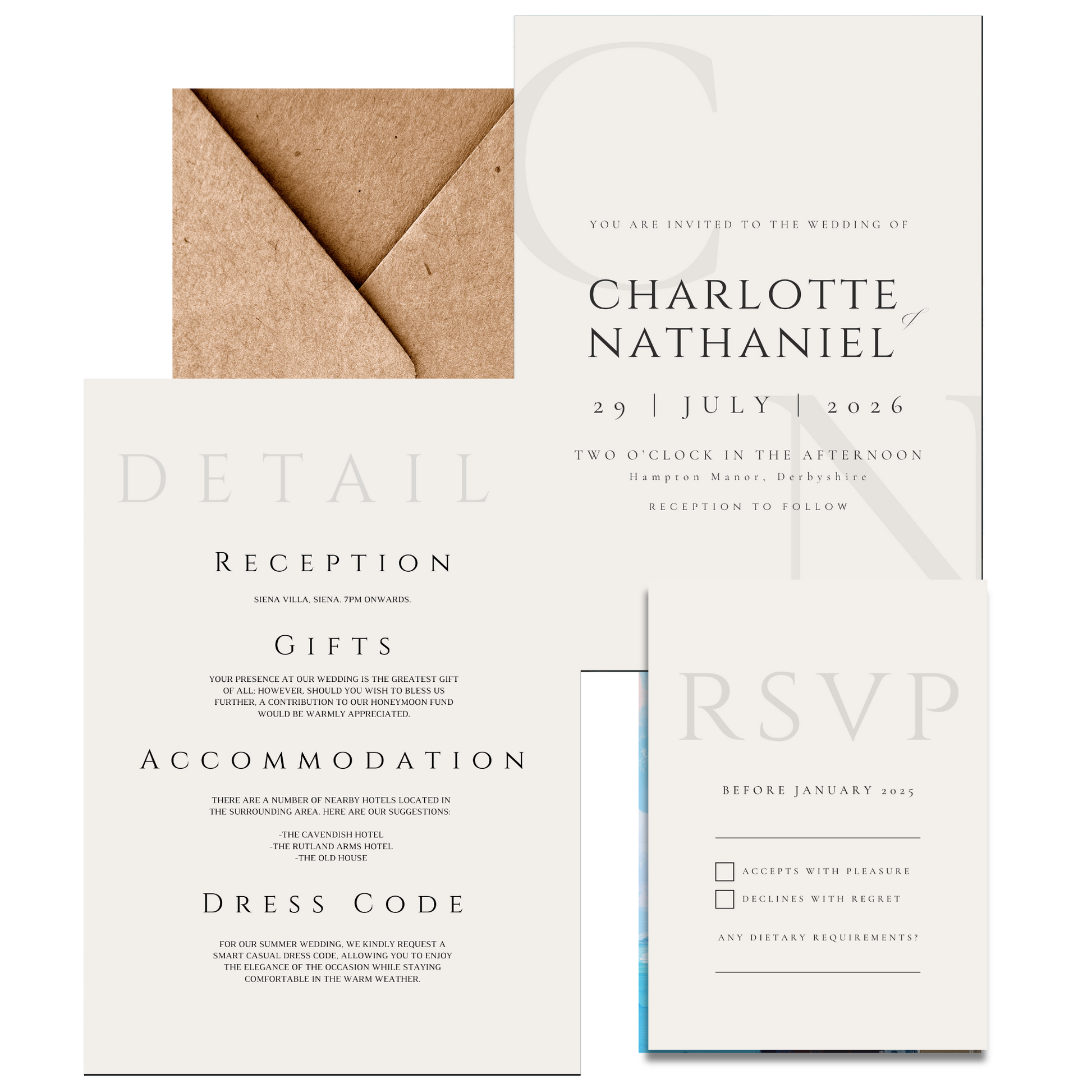 Minimalist Cream Invite & RSVP