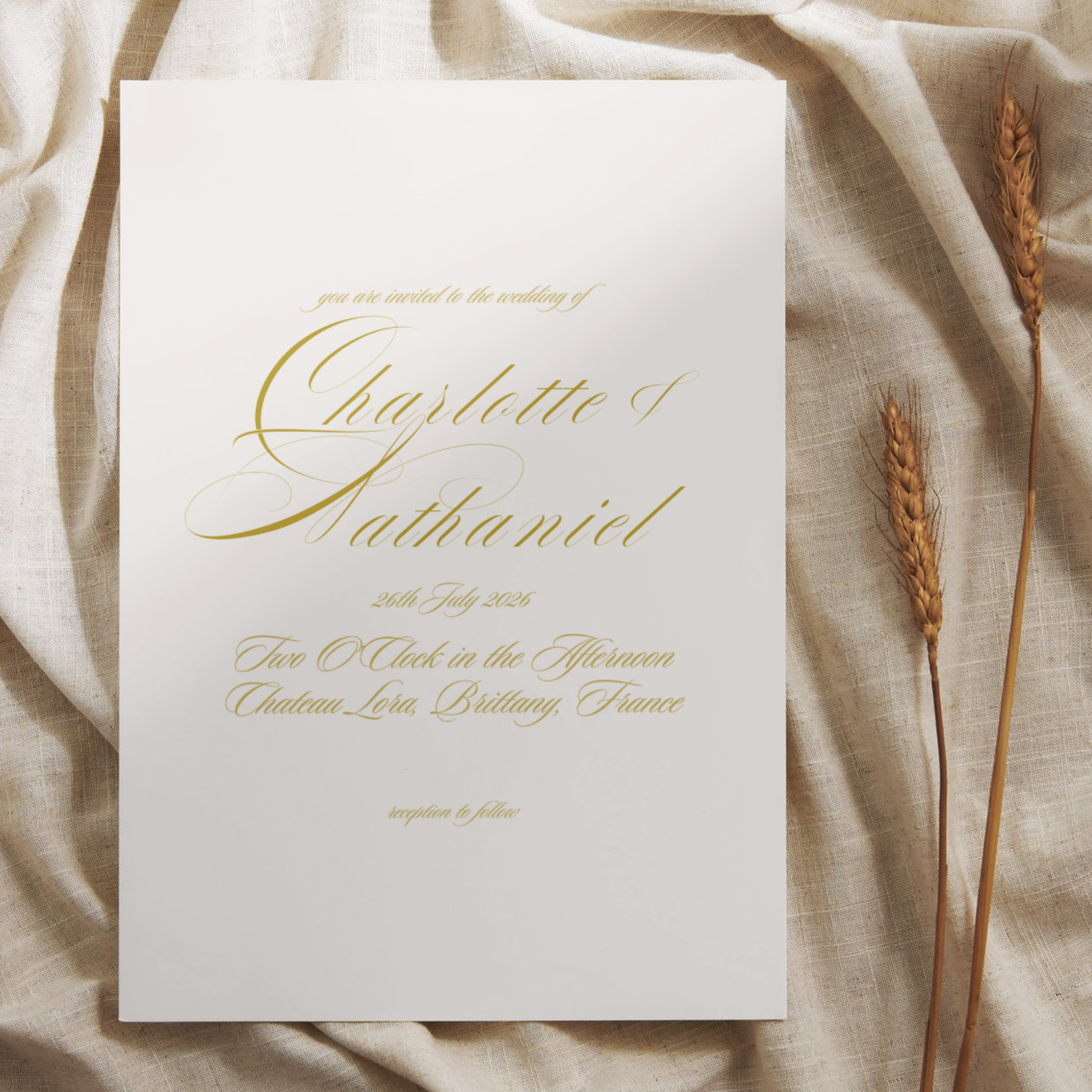 Gold Script Invite & RSVP