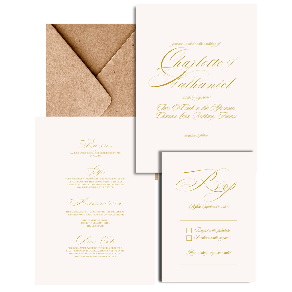 Gold Script Invite & RSVP