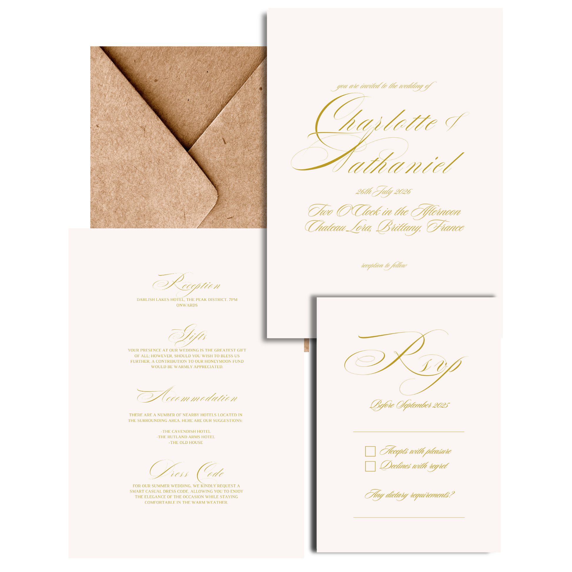 Gold Script Invite & RSVP