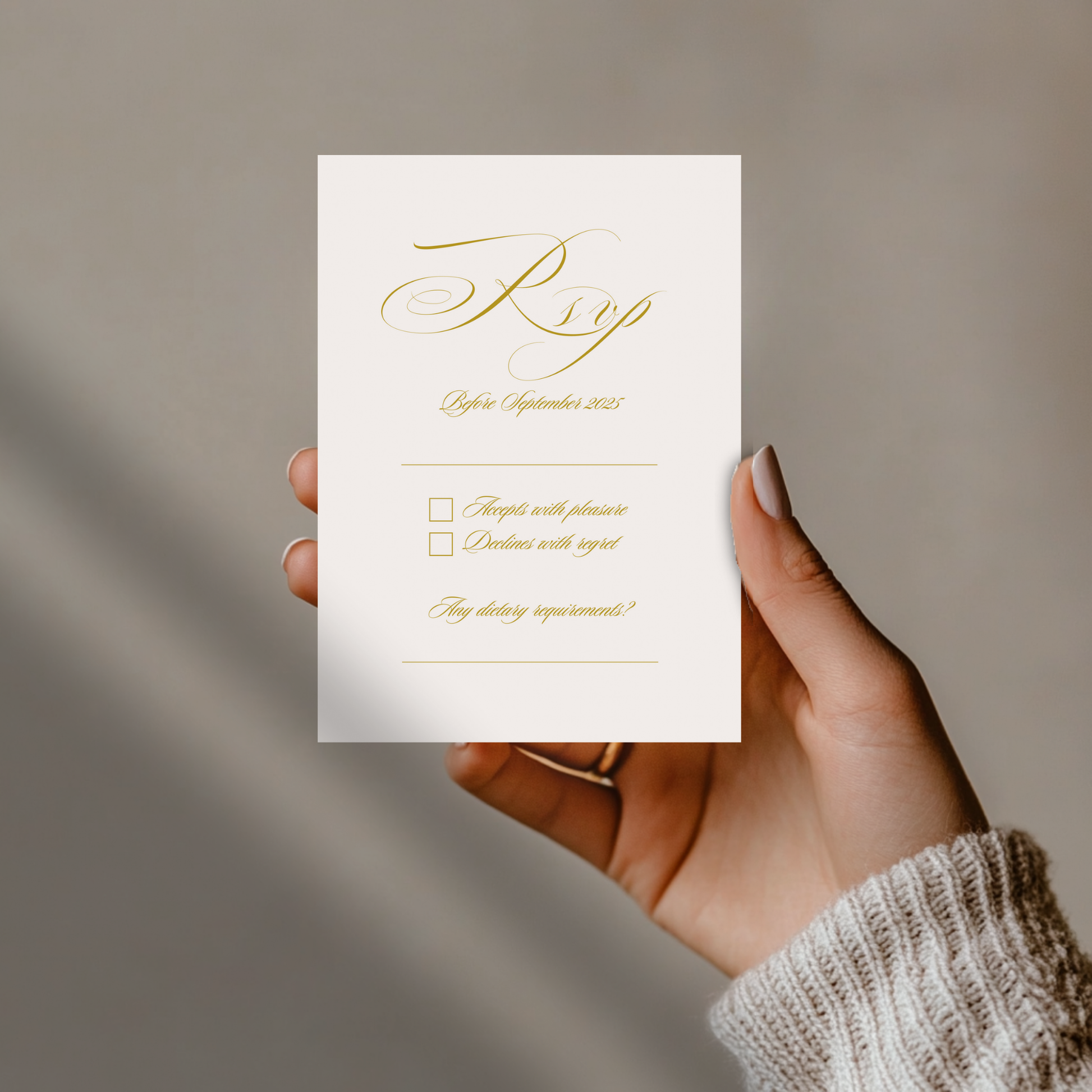 Gold Script Invite & RSVP