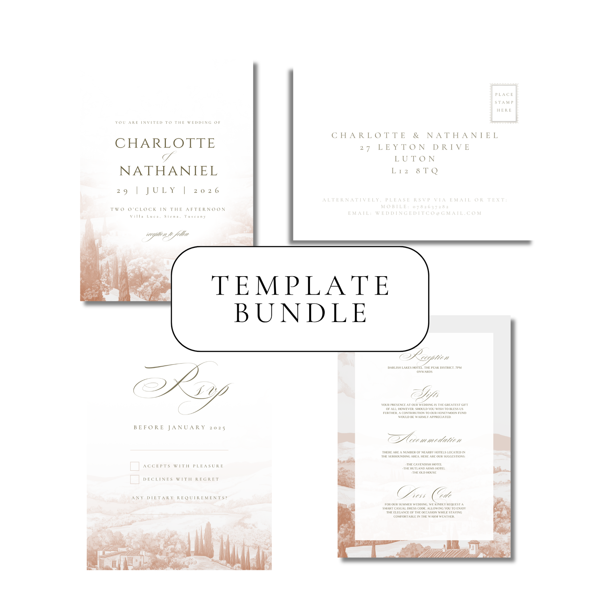 Terracotta Tuscany Invitation Suite Digital Templates