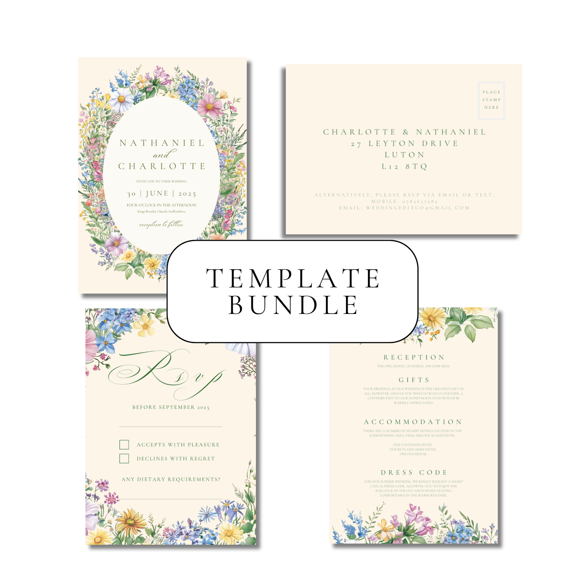 Pastel Florals Invitation Suite Digital Templates
