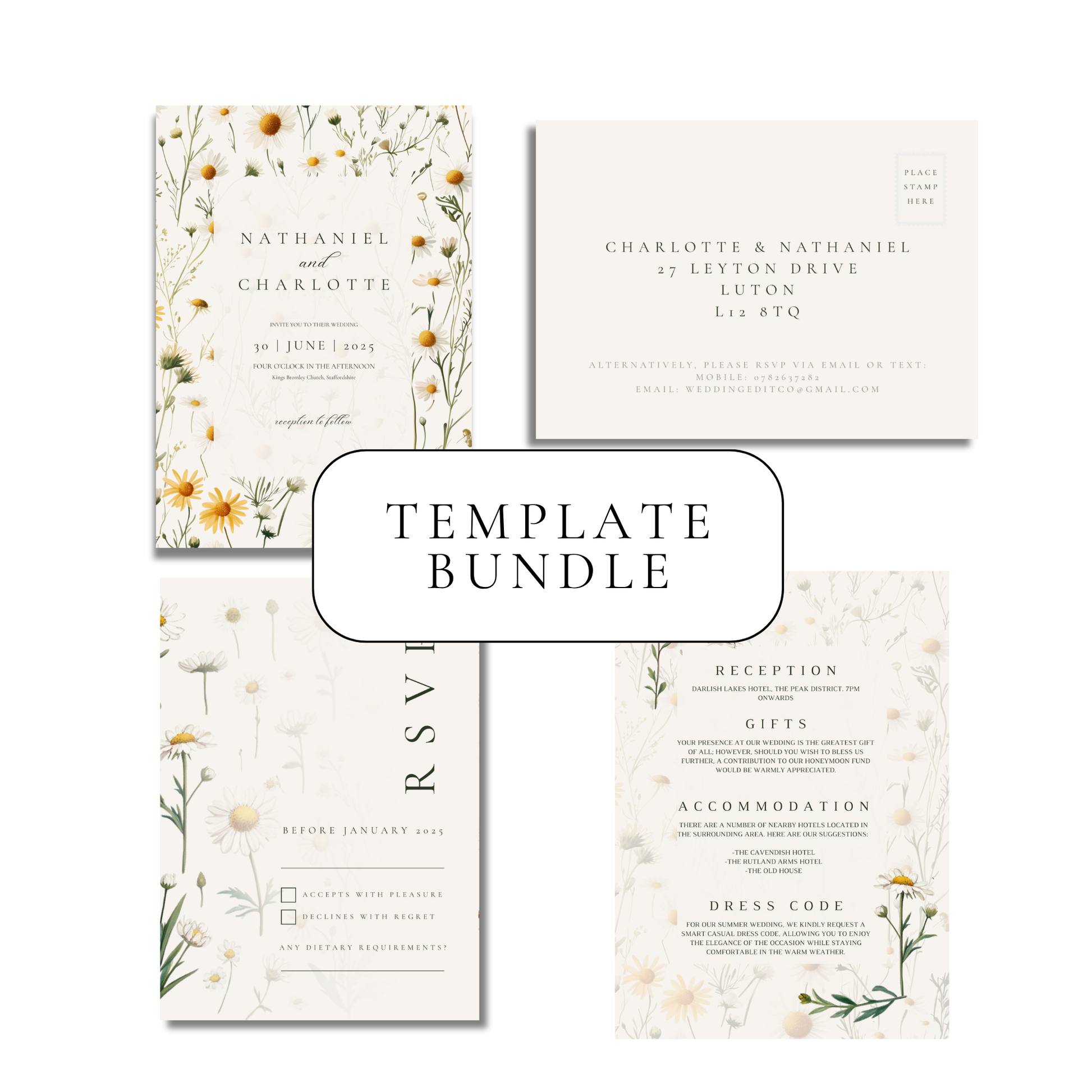 Daisy Invitation Suite Digital Templates