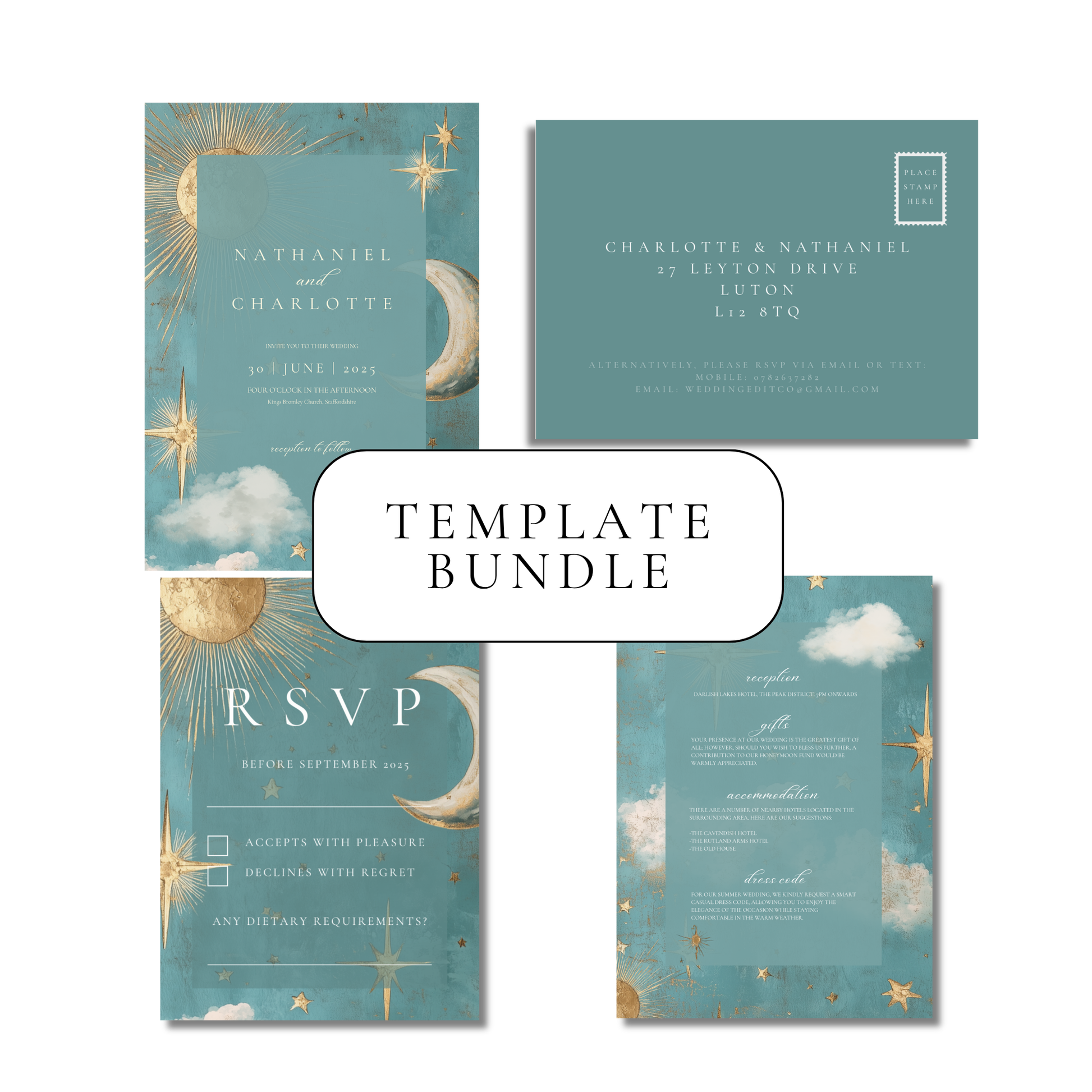 Celestial Invitation Suite Digital Templates