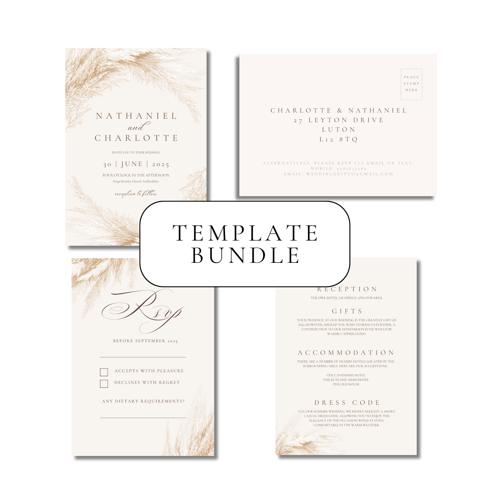 Pampas Invitation Suite Digital Templates