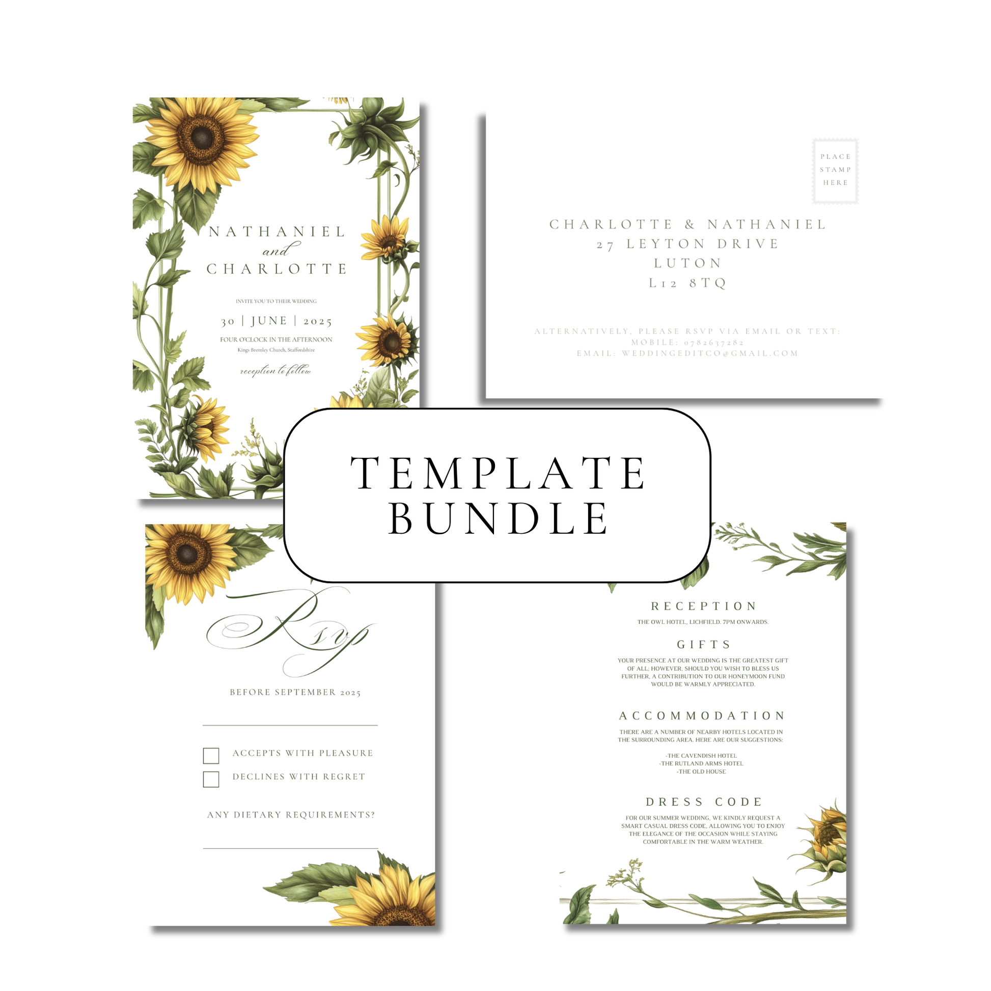 Sunflower Invitation Suite Digital Templates
