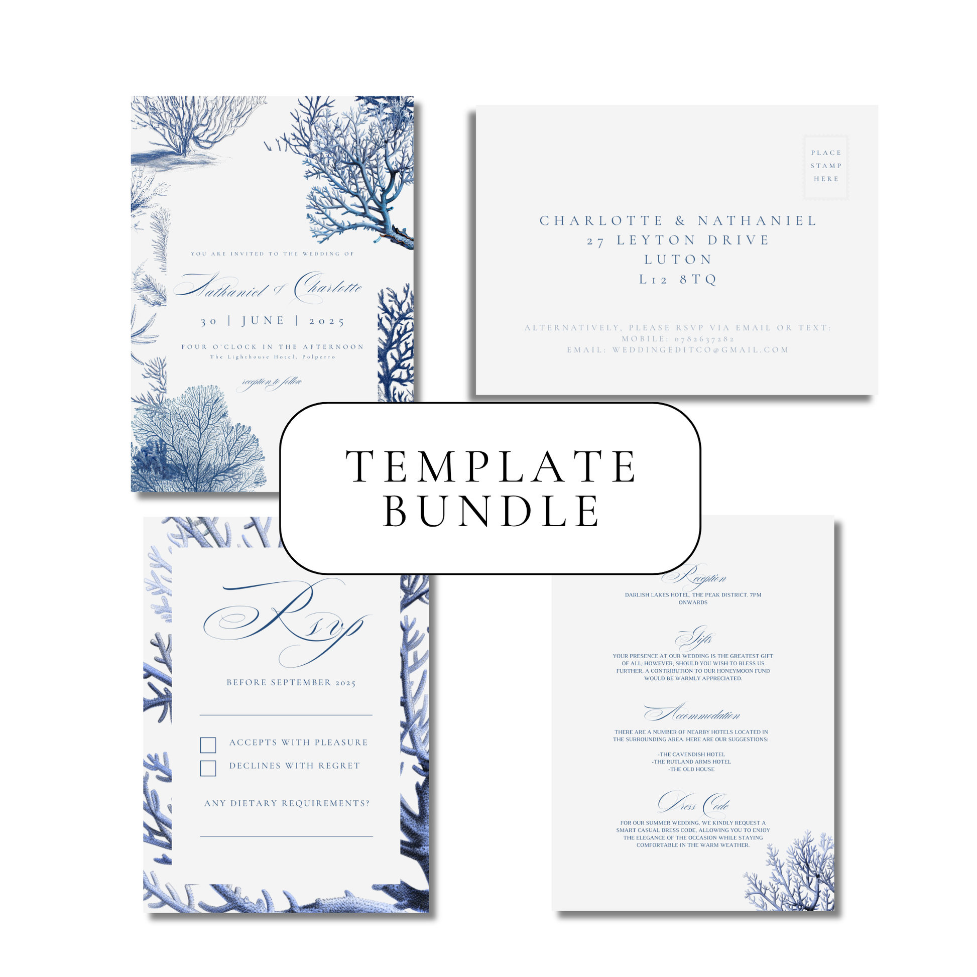 Busy Coral Invitation Suite Digital Templates