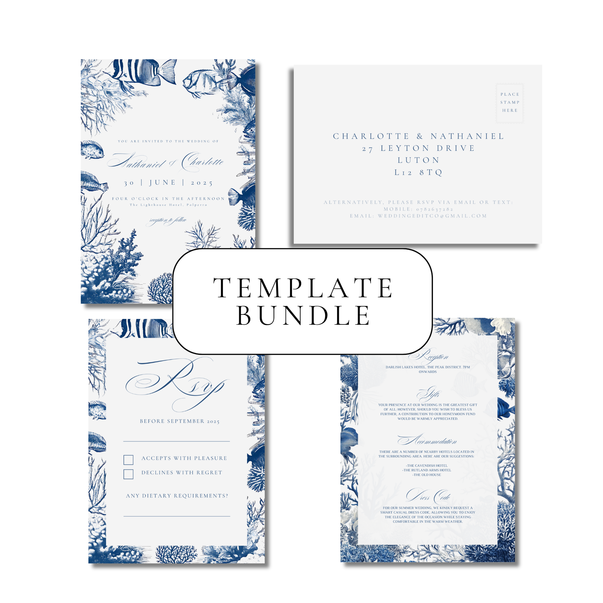 Busy Underwater Scene Invitation Suite Digital Templates