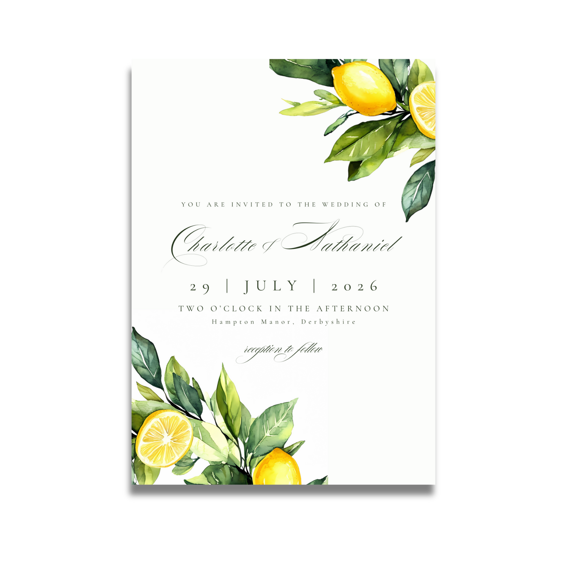 Lemons & Greenery Invite & RSVP