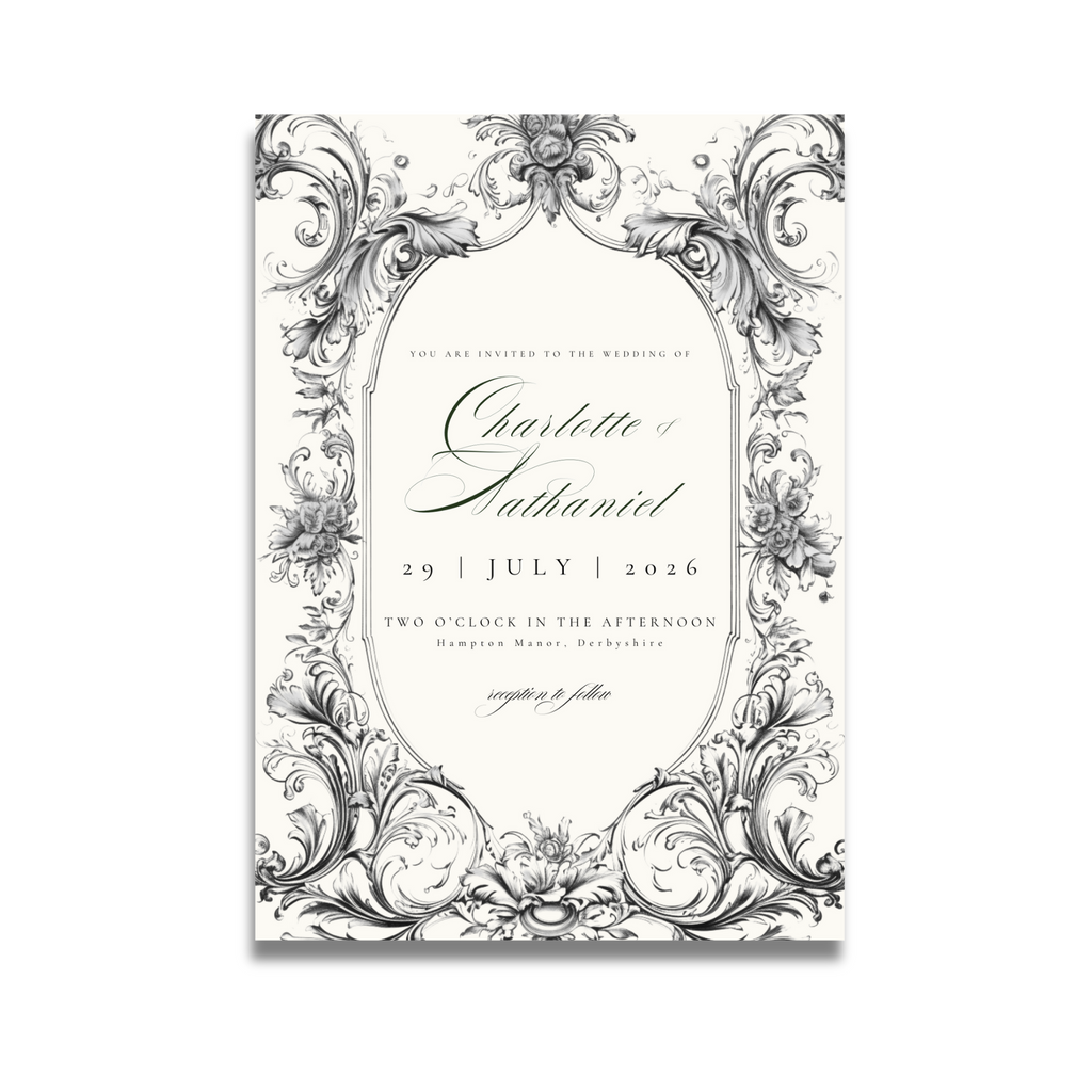 Vintage Monochrome Frame Invite & RSVP