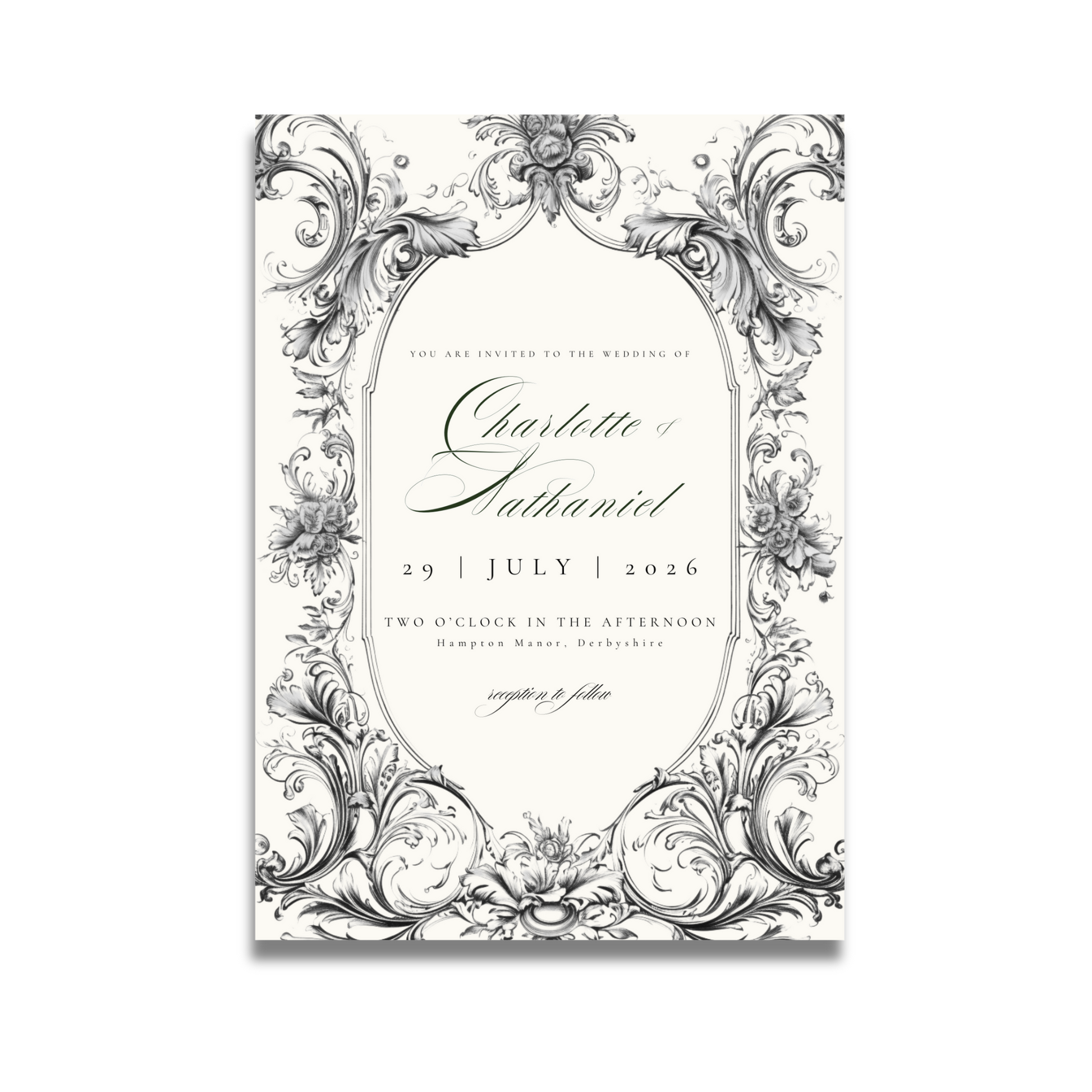 Vintage Monochrome Frame Invite & RSVP