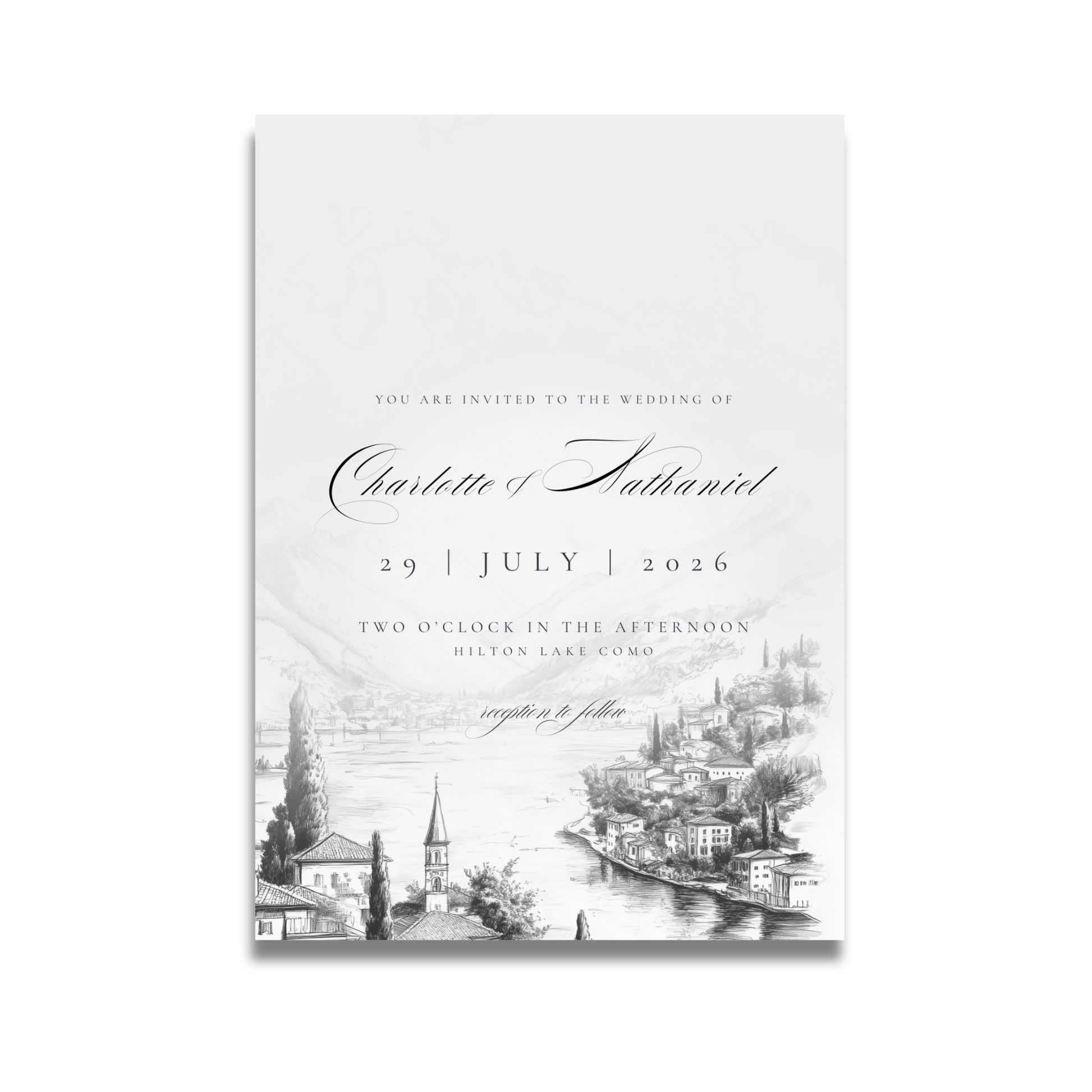 Monochromatic Lake Como Invite & RSVP
