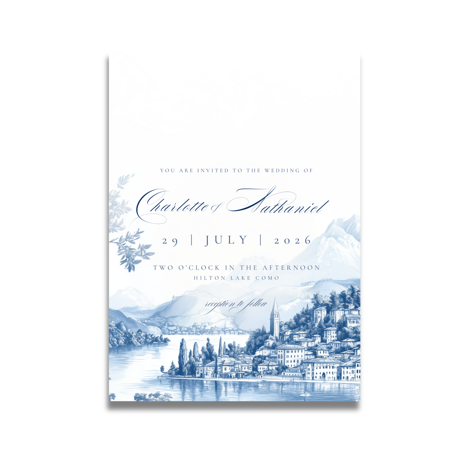 Blue & White Lake Como Invite & RSVP