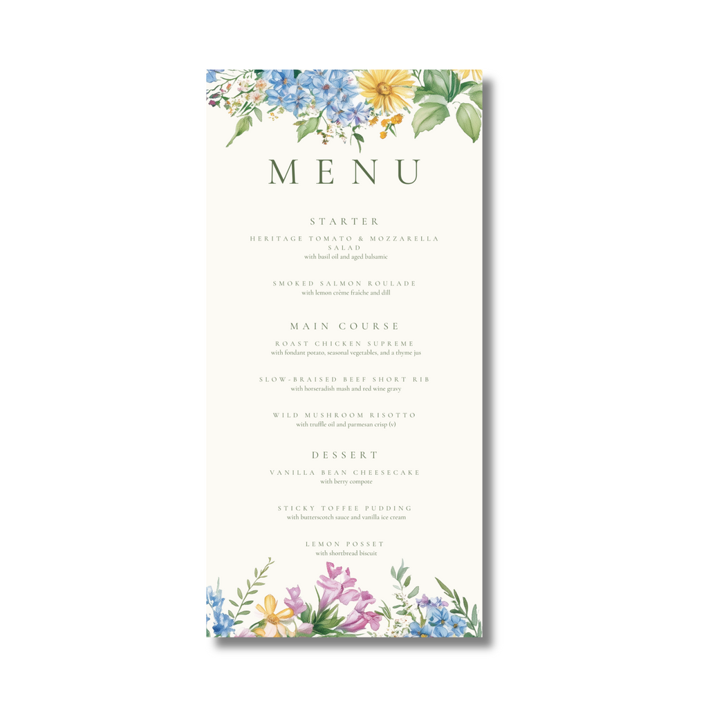 Pastel Florals Wreath Menu