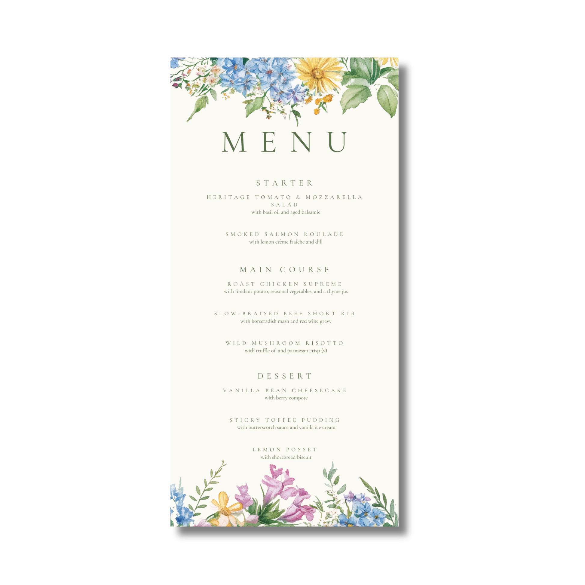 Pastel Florals Wreath Menu