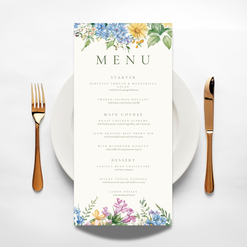 Pastel Florals Wreath Menu