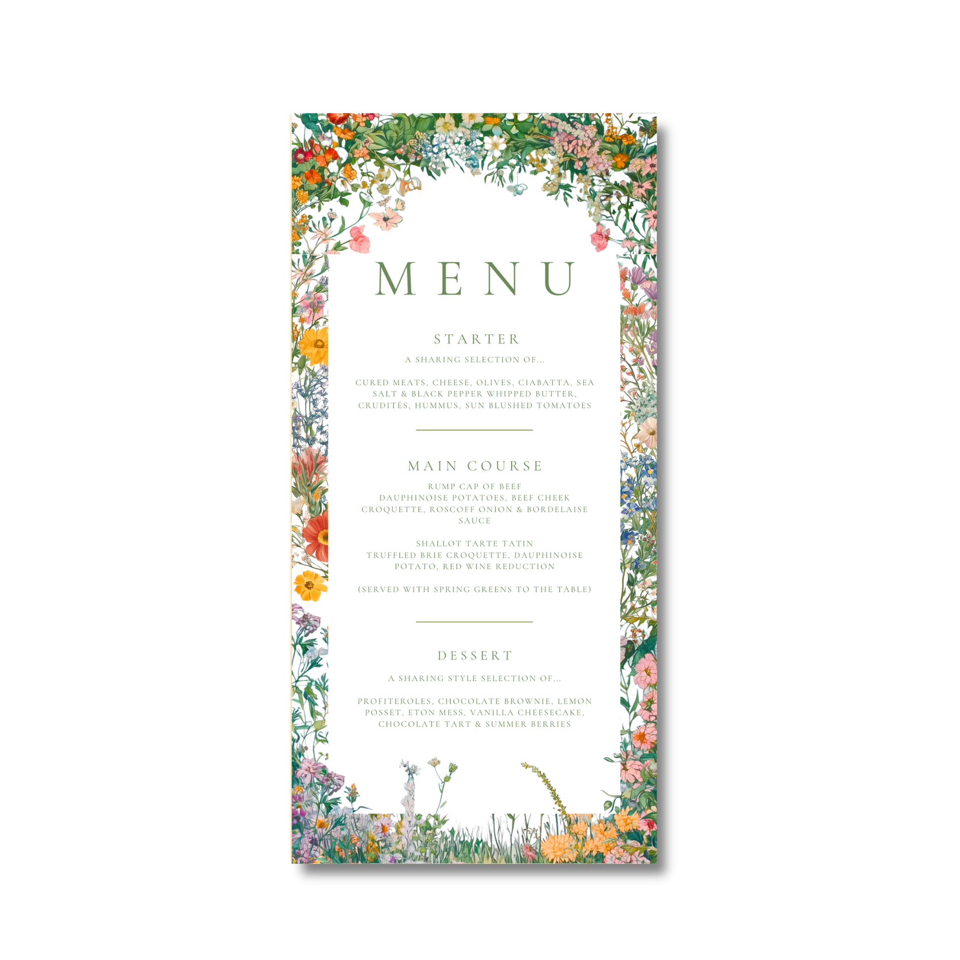 Busy & Bright Florals Menu