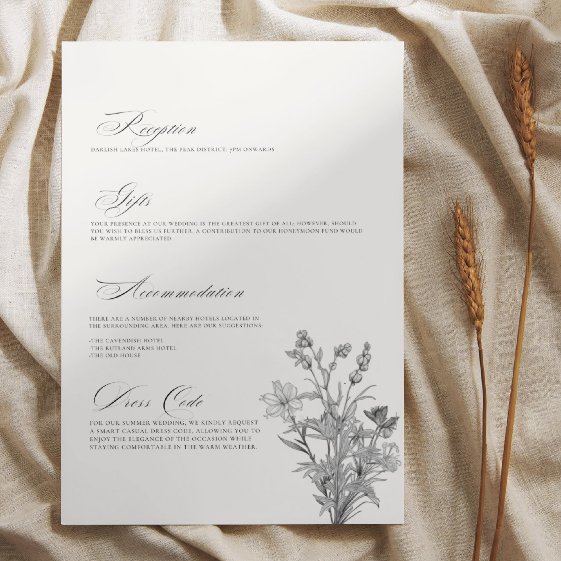 Simple Wildflower Stems Florals Invite & RSVP