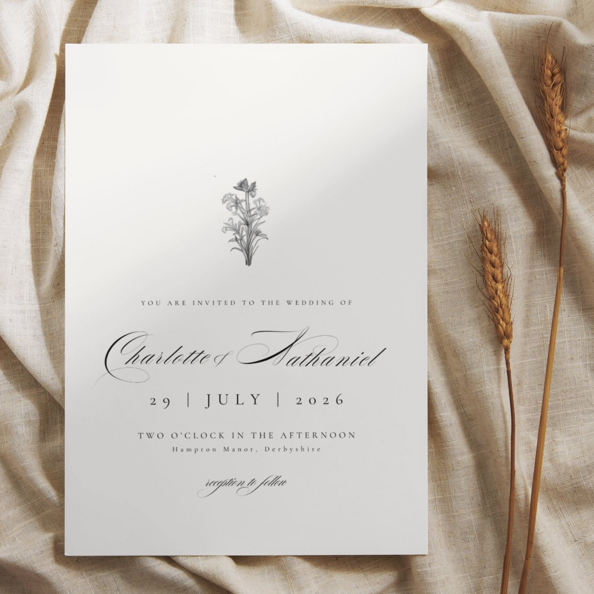 Simple Wildflower Stems Florals Invite & RSVP