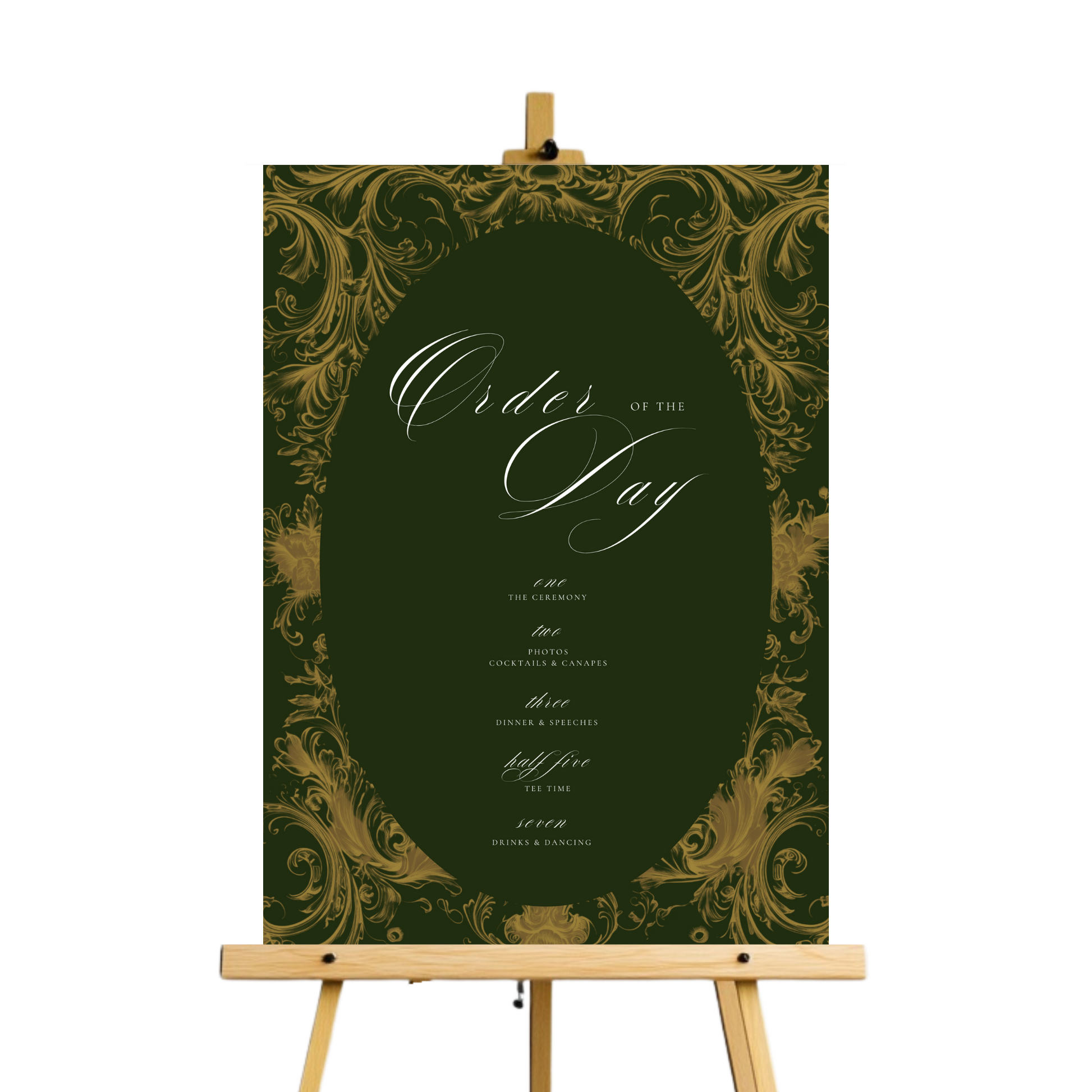 Green & Gold Rococo Frame Order Of The Day Sign