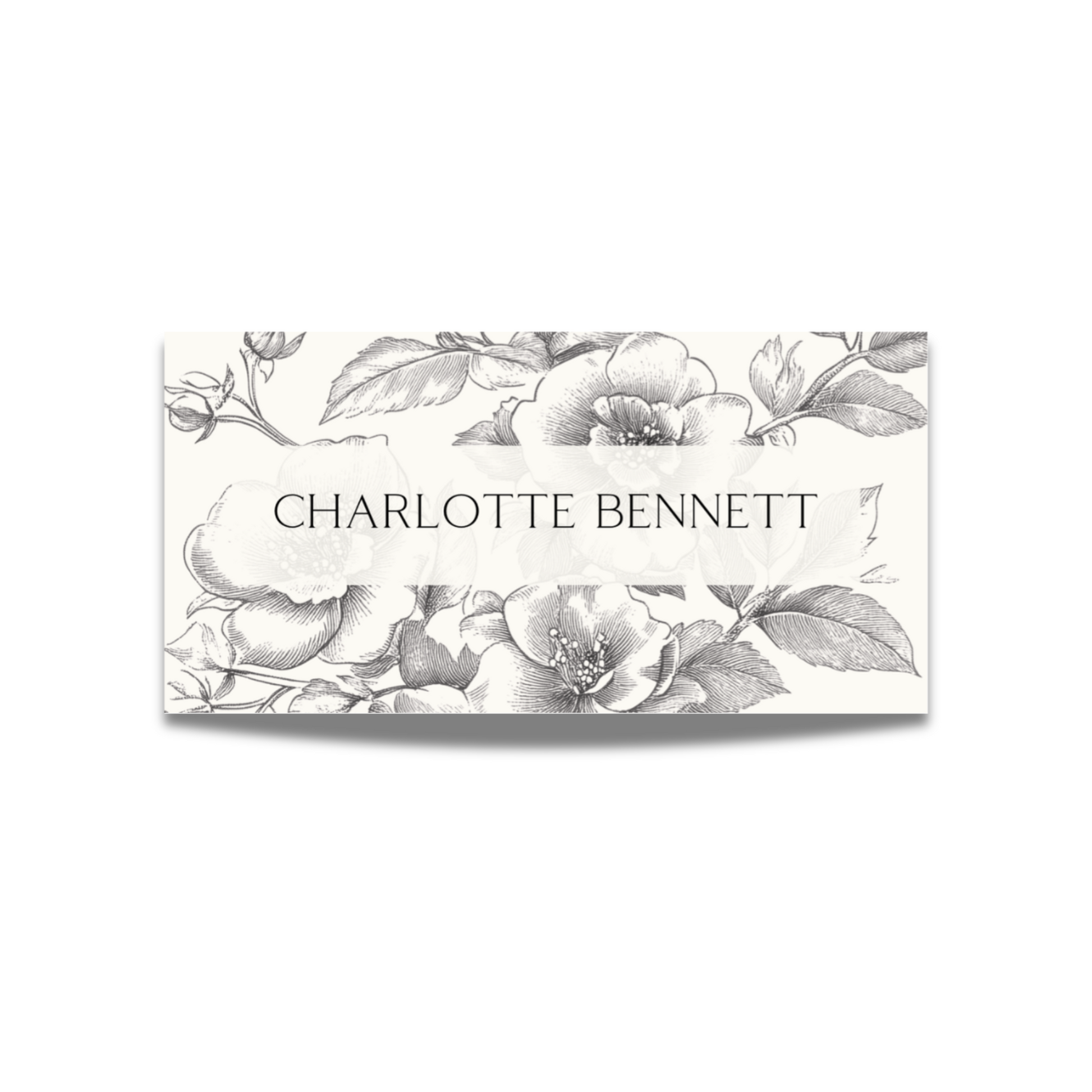 Rose Etching Name Place Cards (Cream)