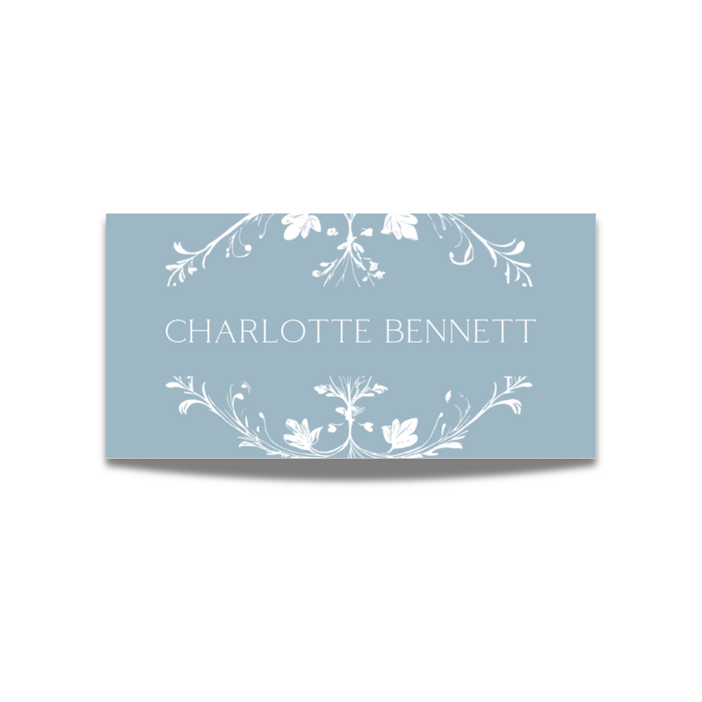 Illustrated Floral Arch Name Place Cards (Dusty Blue)