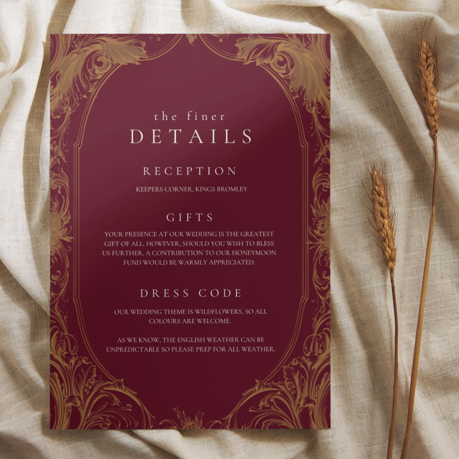 Red & Gold Rococo Frame Invite & RSVP