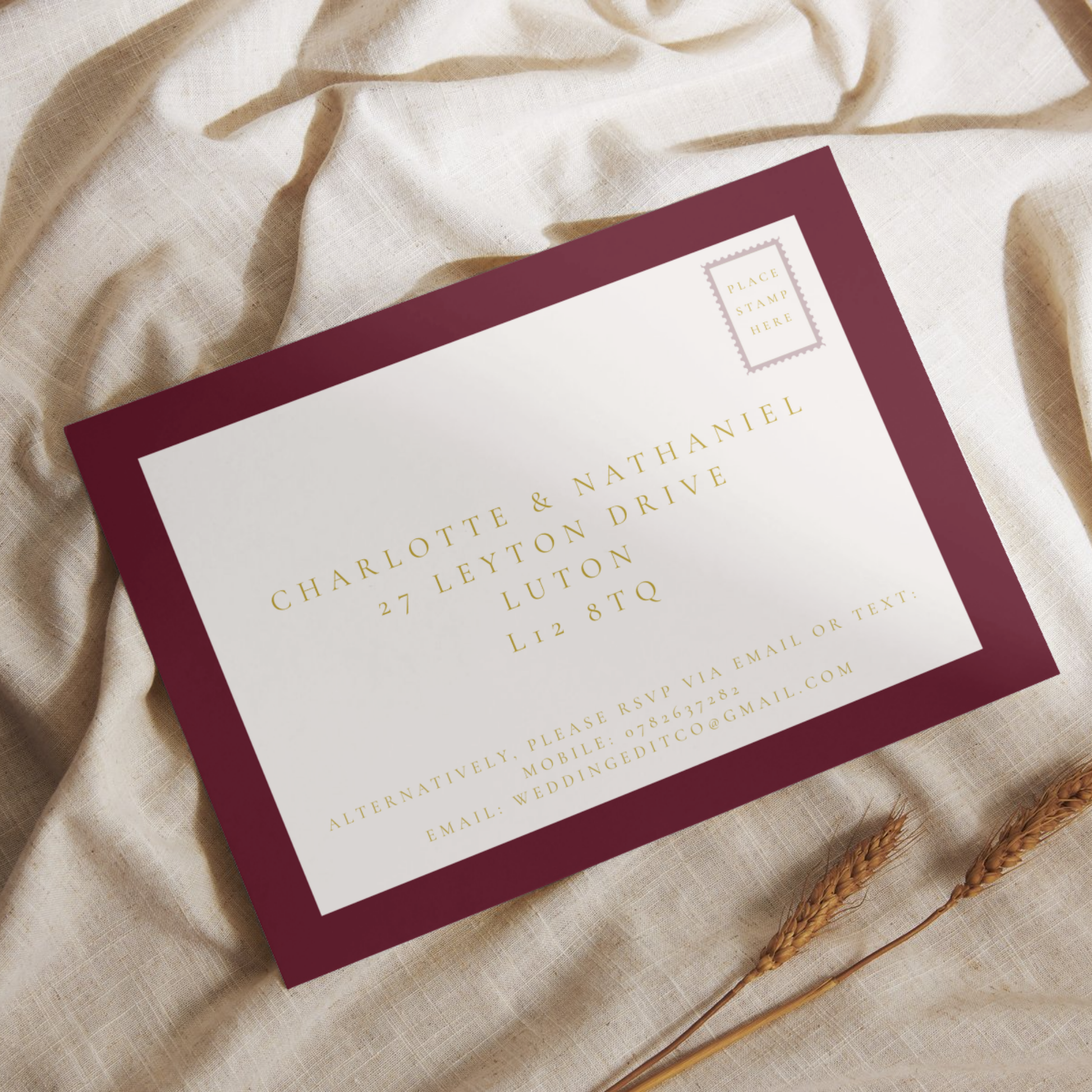 Red & Gold Rococo Frame Invite & RSVP