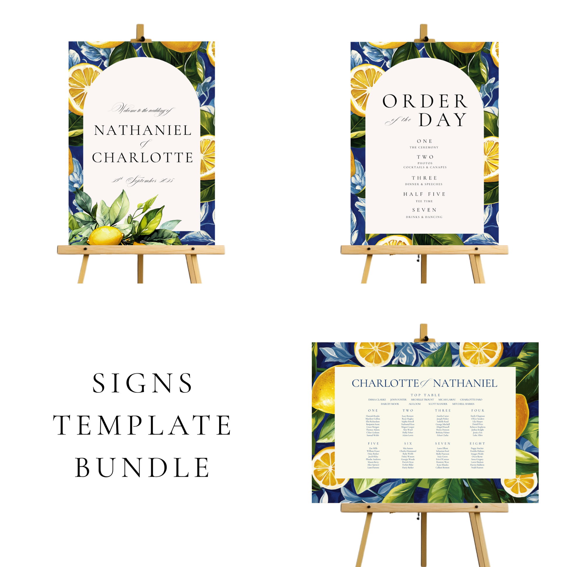 Mediterranean Wedding Signs Templates