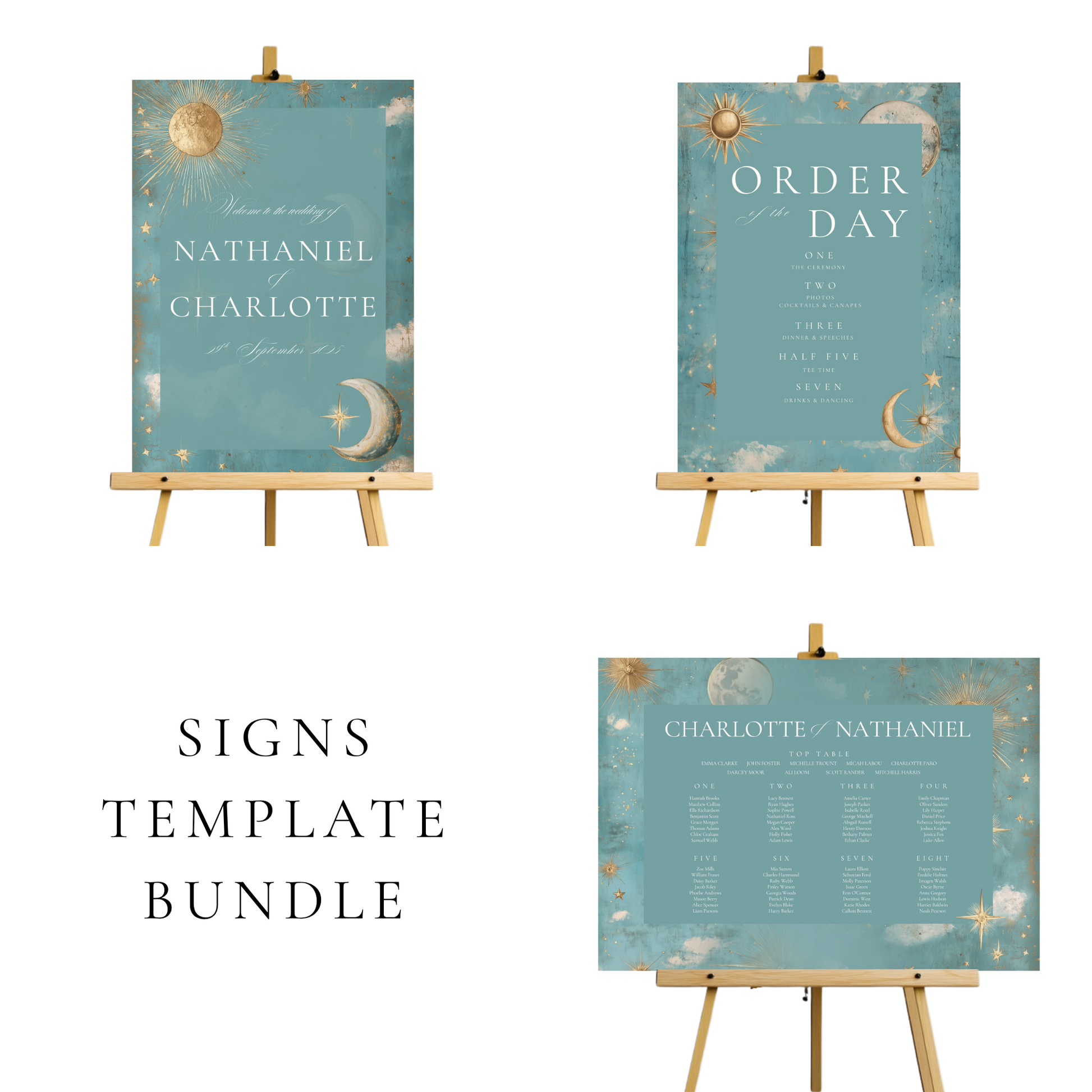 Celestial Wedding Signs Templates